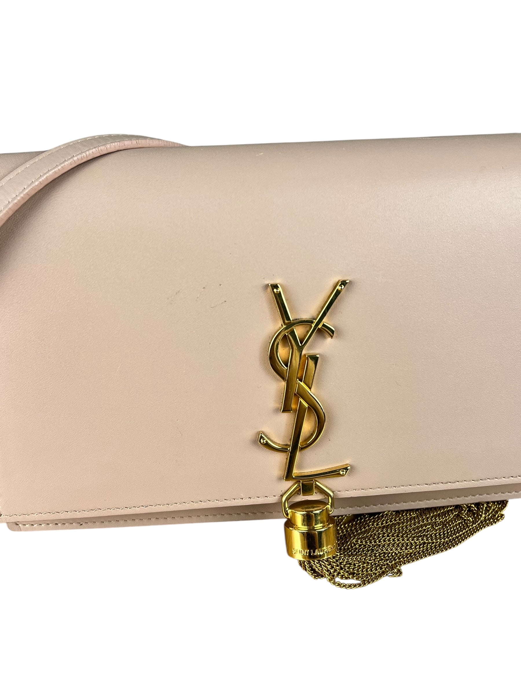 Saint Laurent Smooth Calfskin Monogram Kate Tassel Chain Pink