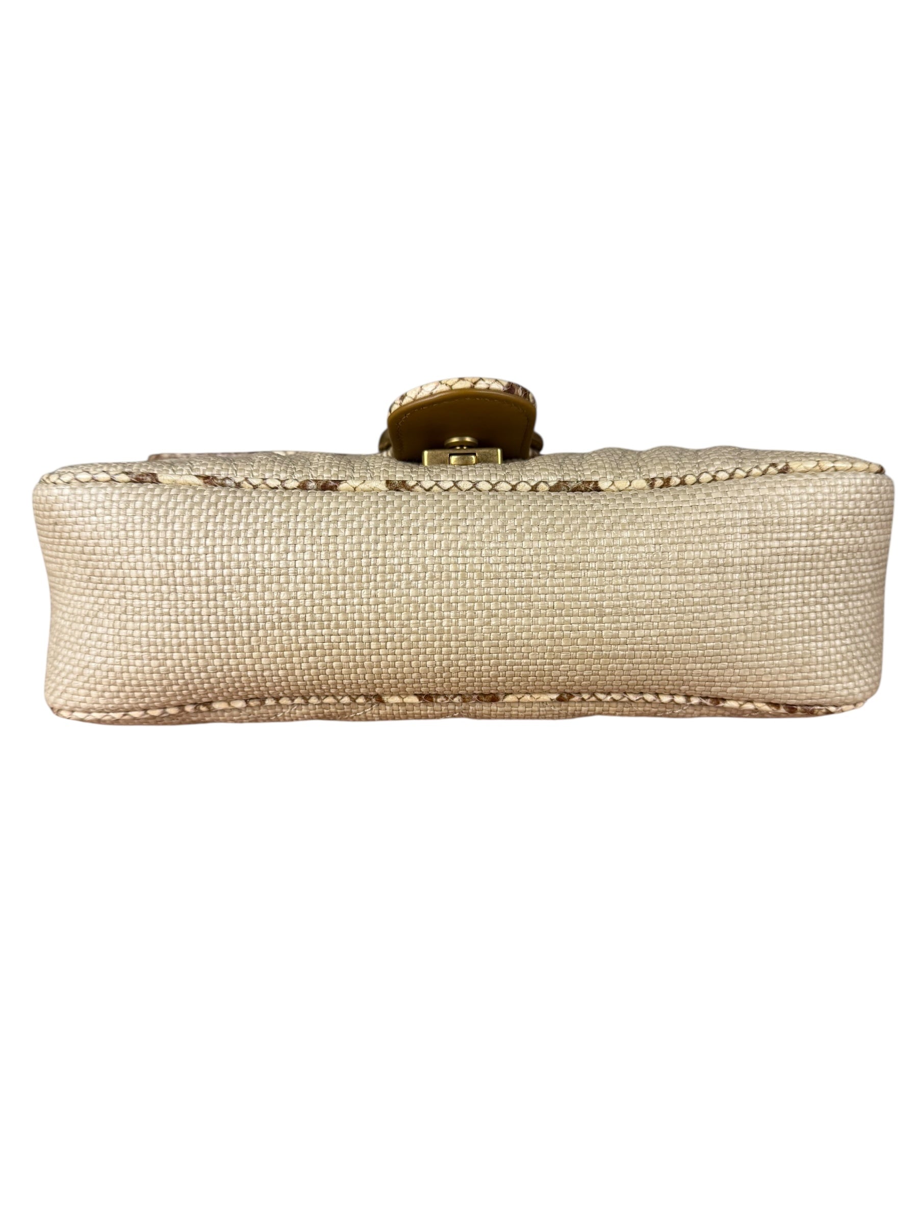Gucci Raffia Snake-Trimmed Marmont Chain Bag