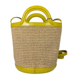 Marni Tropicalia Mini Bucket Bag Raffia with Yellow Trim