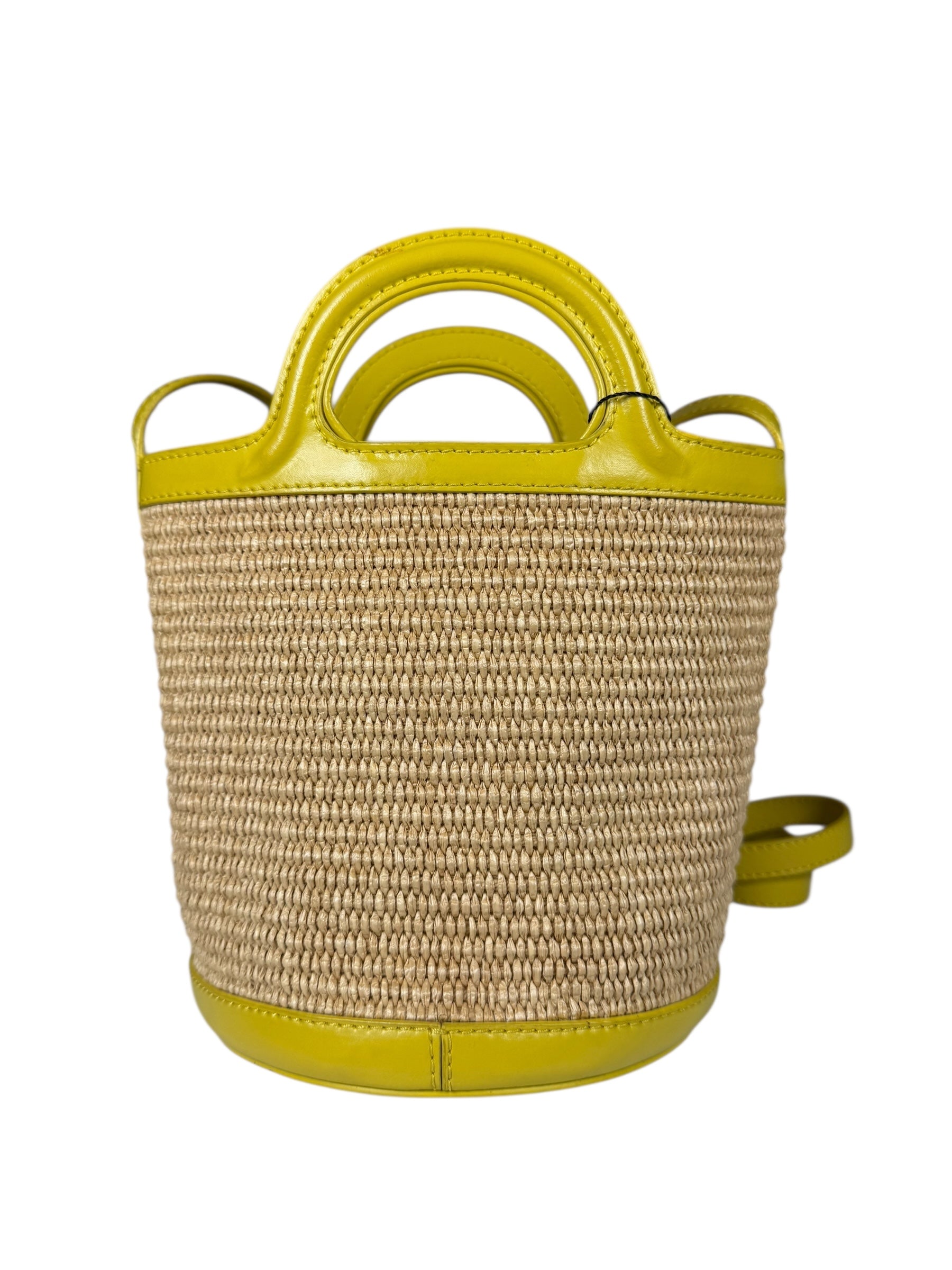 Marni Tropicalia Mini Bucket Bag Raffia with Yellow Trim