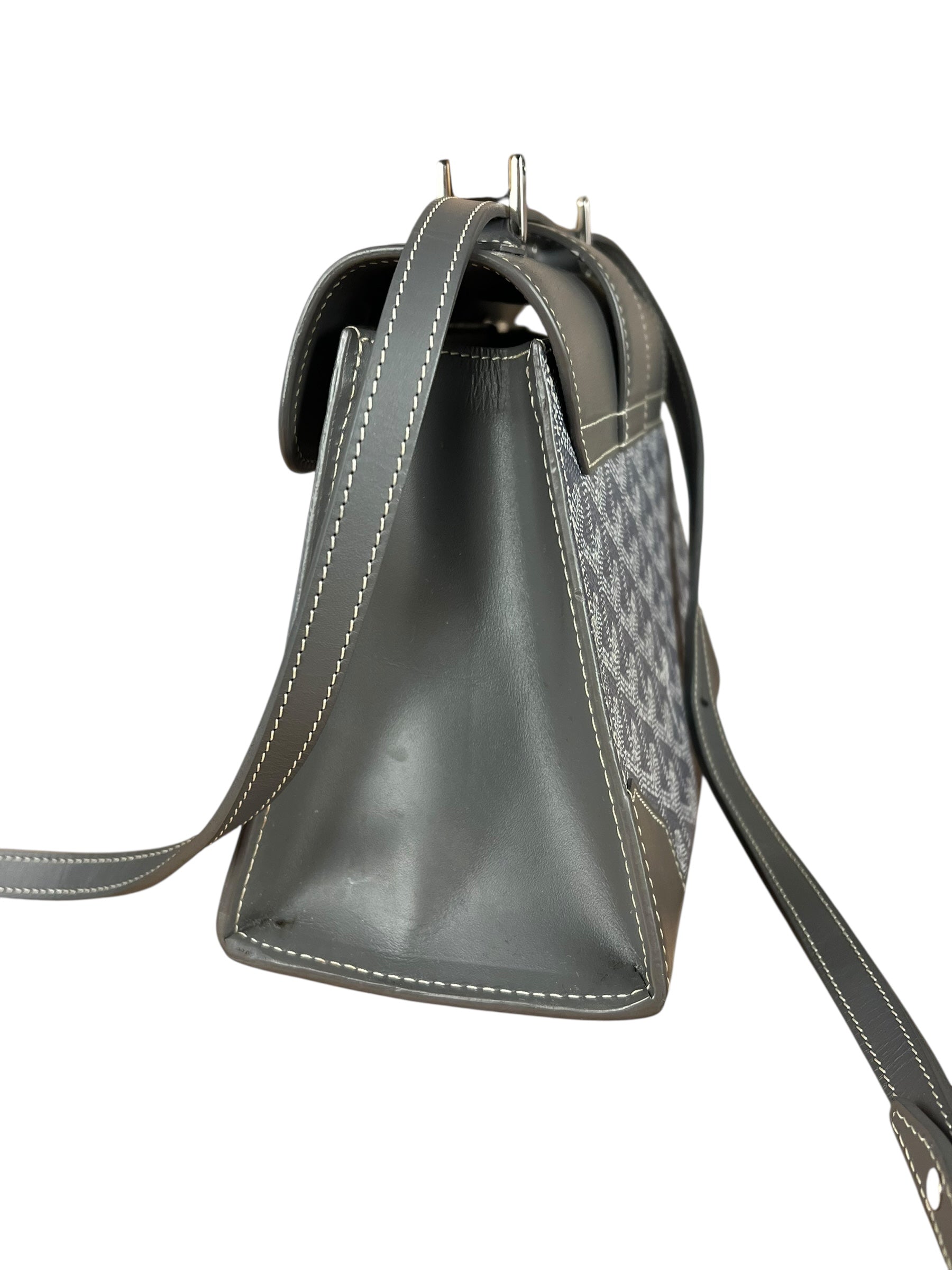 Goyard Mini Grey Goyardine Saigon Top Handle Bag