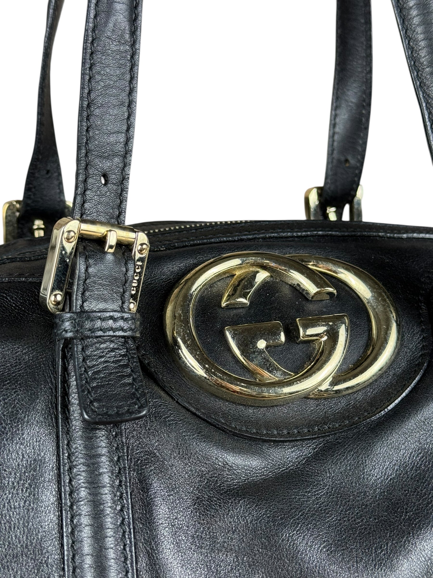 Gucci Britt Leather Boston Bag