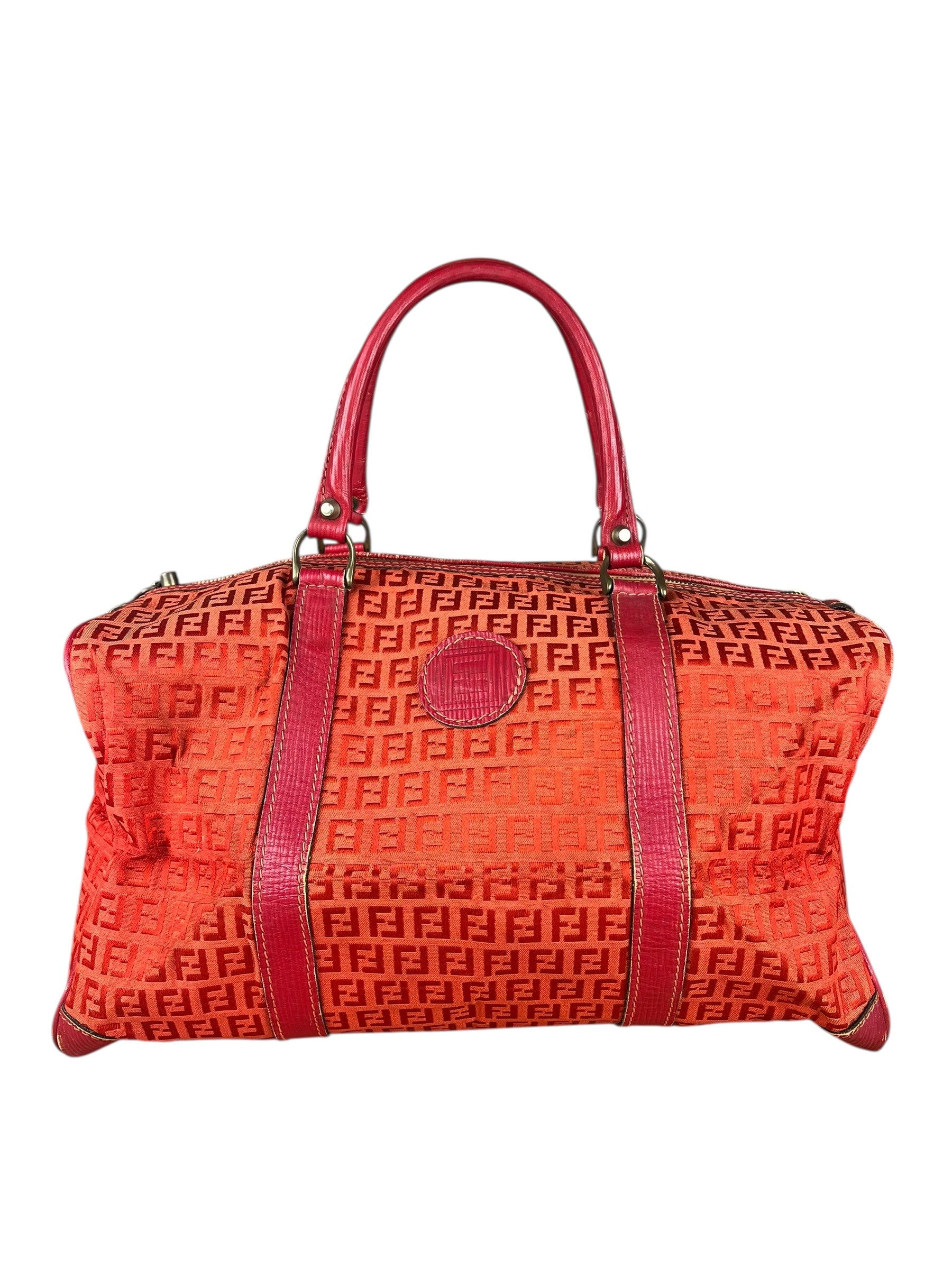 Fendi FF Vintage Boston Bag Red