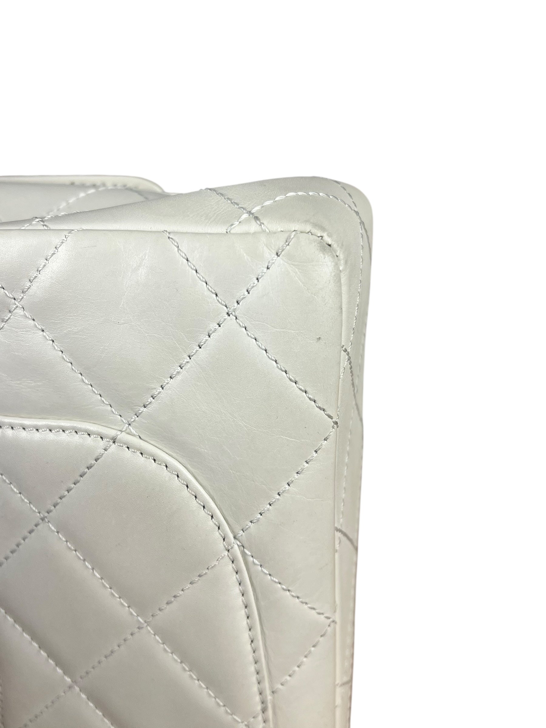 Chanel Classique White Quilted Leather Flap Bag 2001