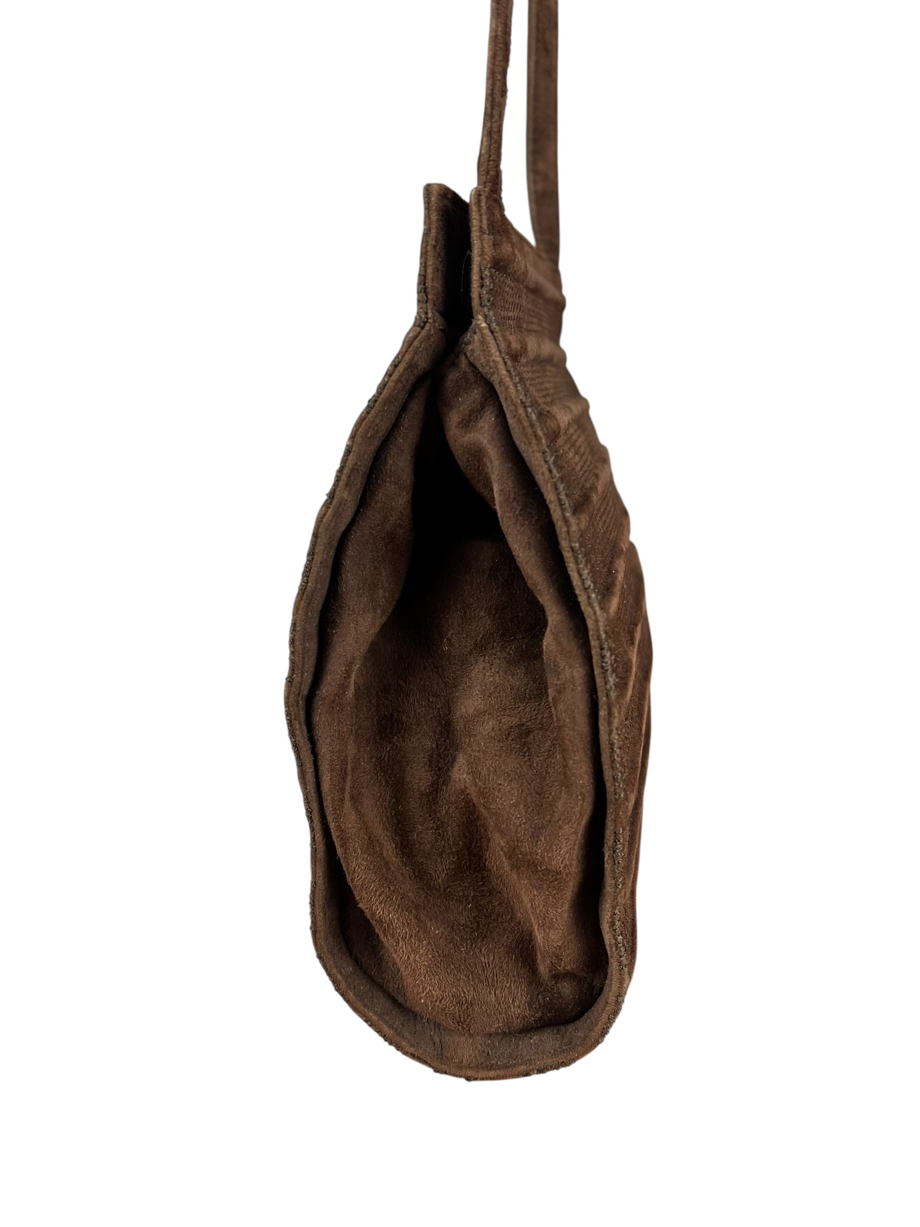 Loewe Vintage Striped Brown Suede Crossbody