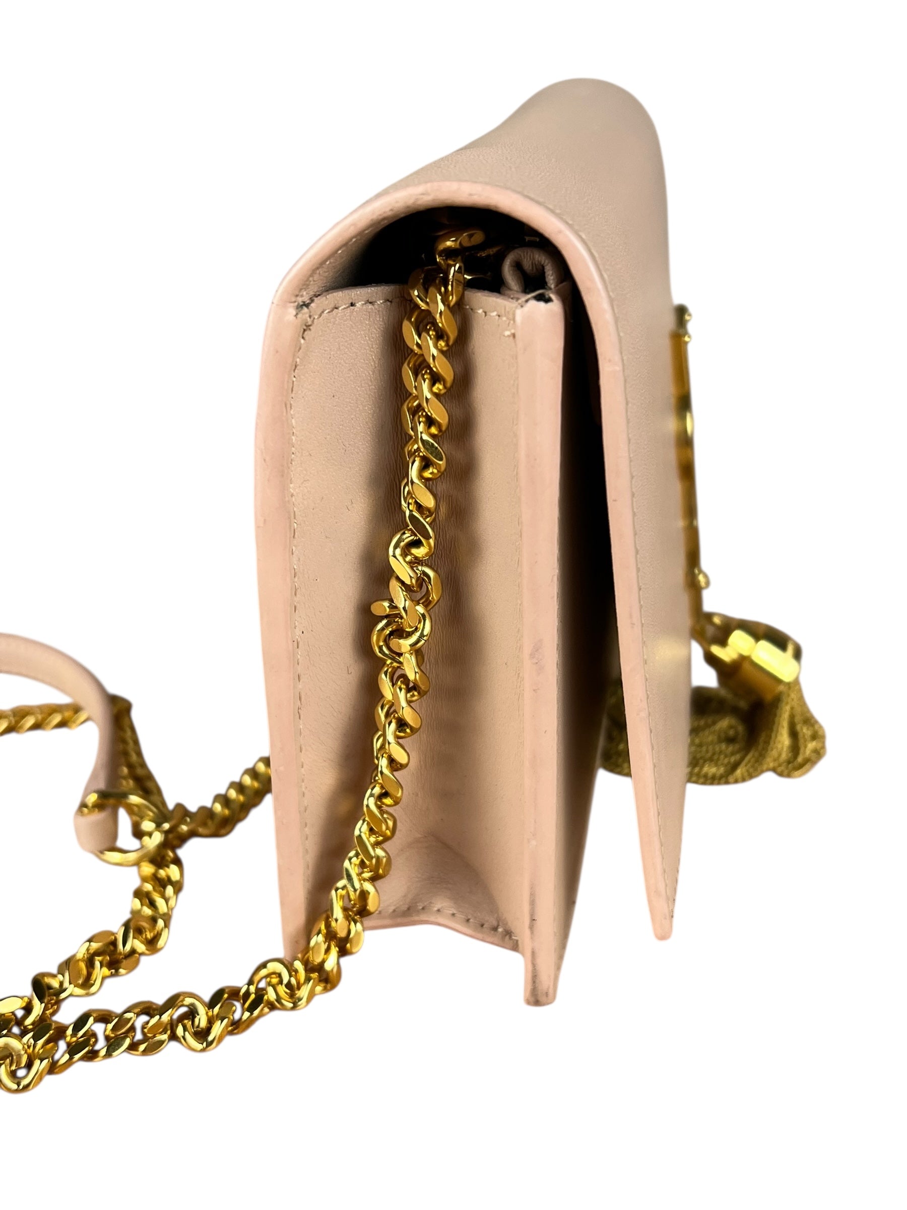 Saint Laurent Smooth Calfskin Monogram Kate Tassel Chain Pink