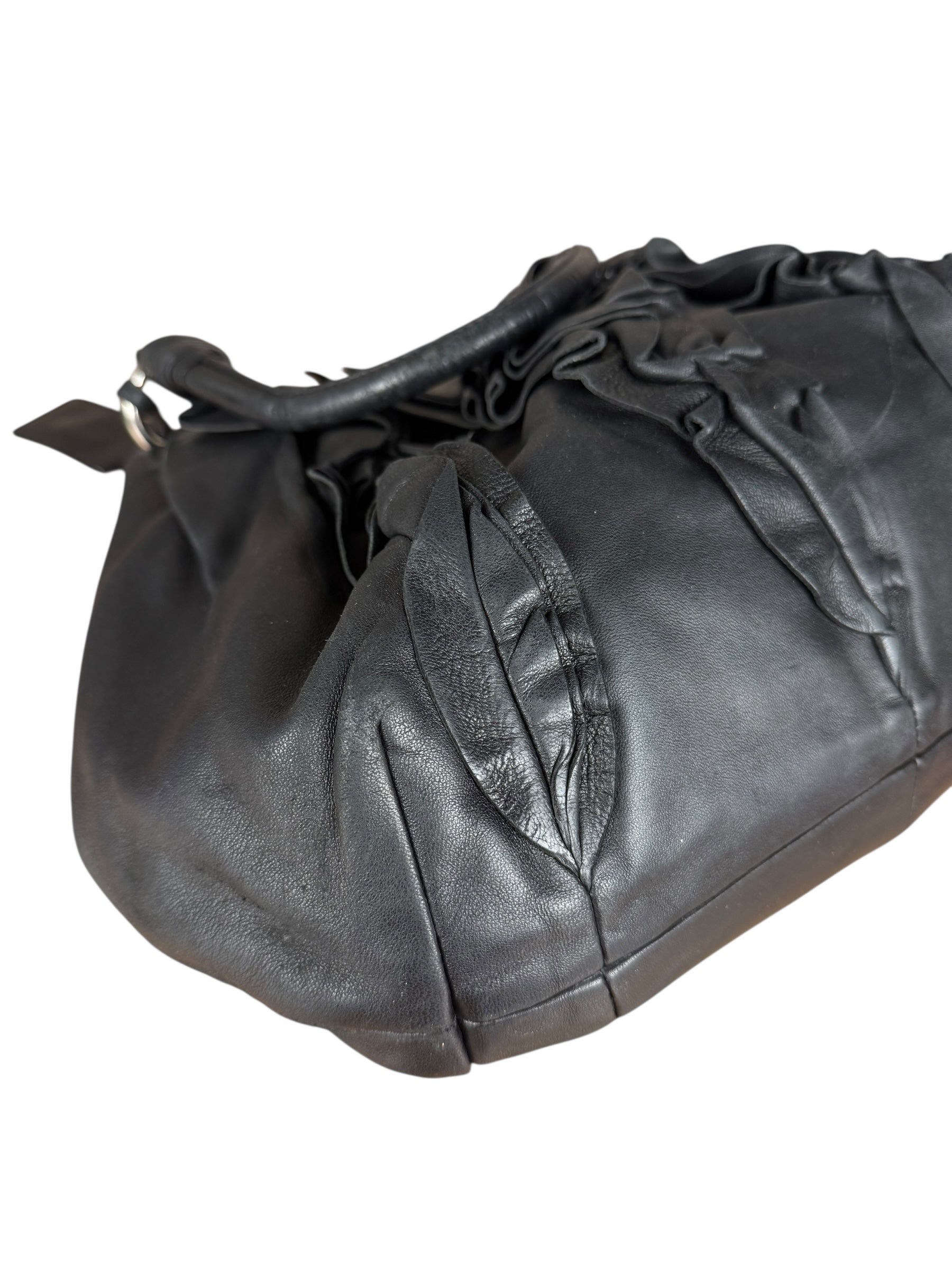 Prada Nappa Leather Ruffle Hobo Shoulder Bag
