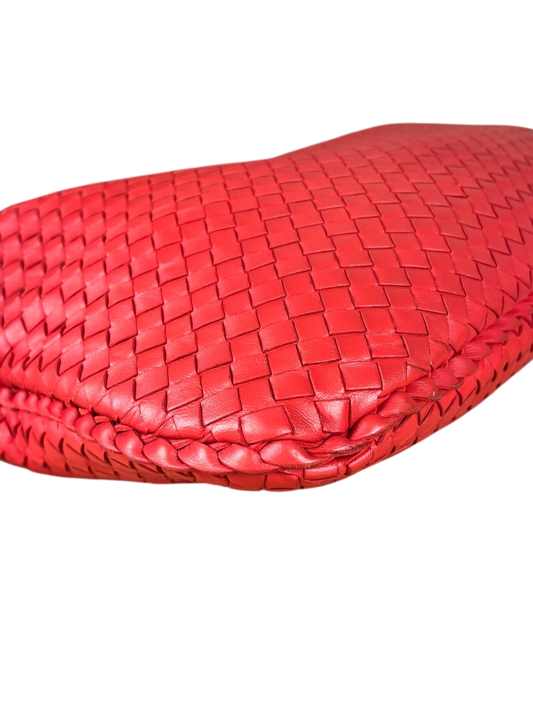 Bottega Veneta Large Intreccio Hobo Bag Red