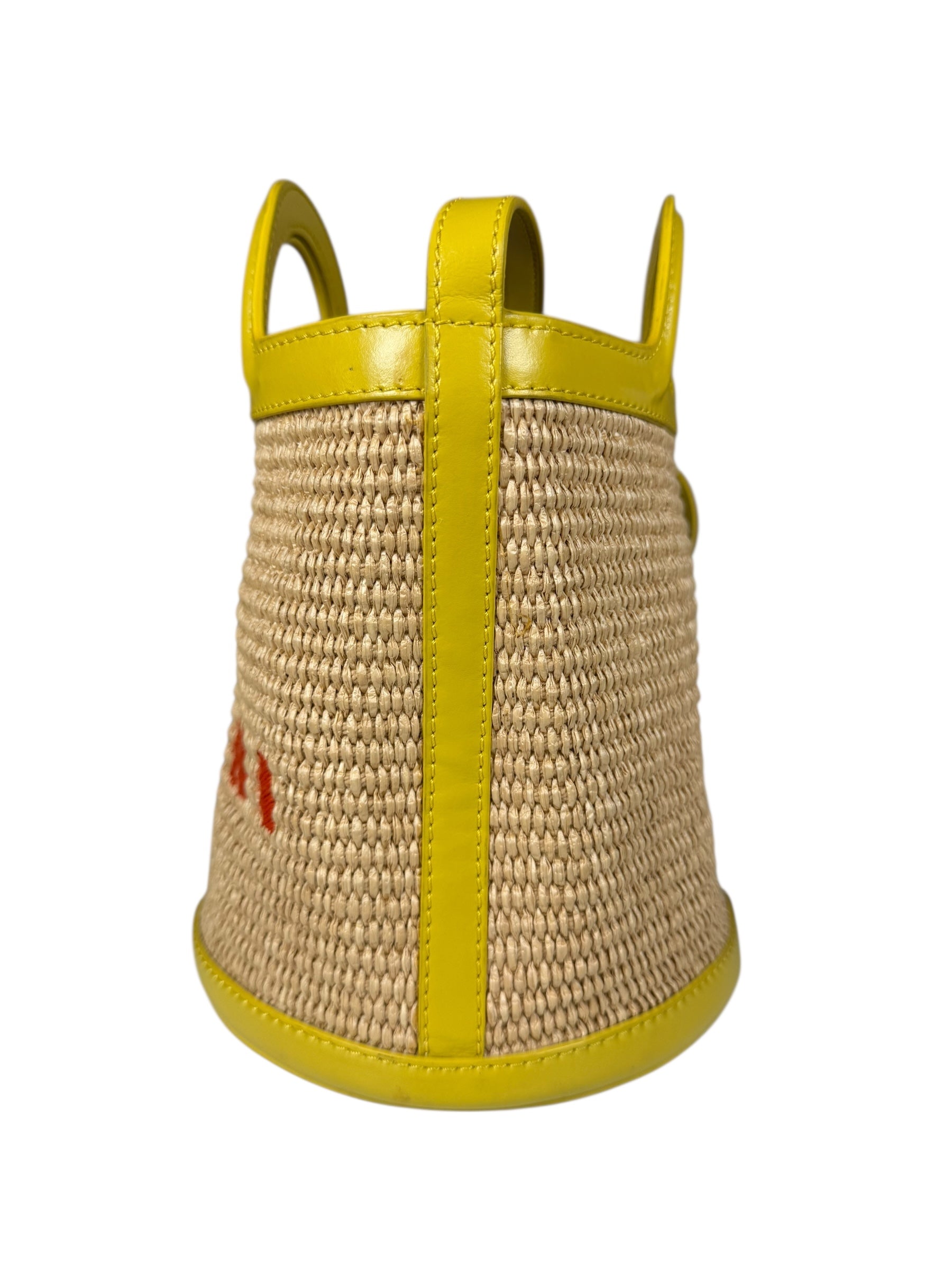 Marni Tropicalia Mini Bucket Bag Raffia with Yellow Trim
