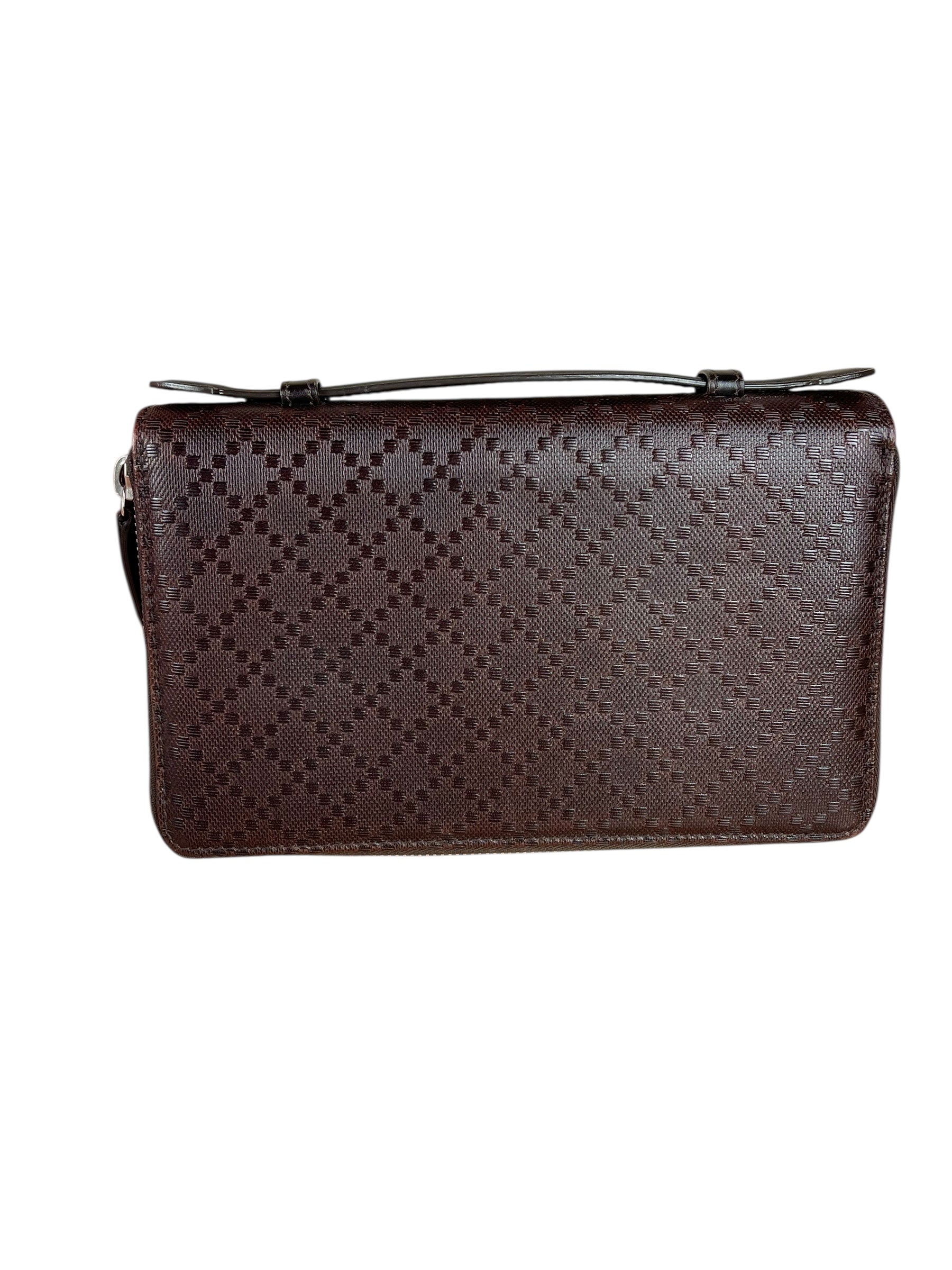 Gucci Diamante Leather Zippy Top Handle Organizer
