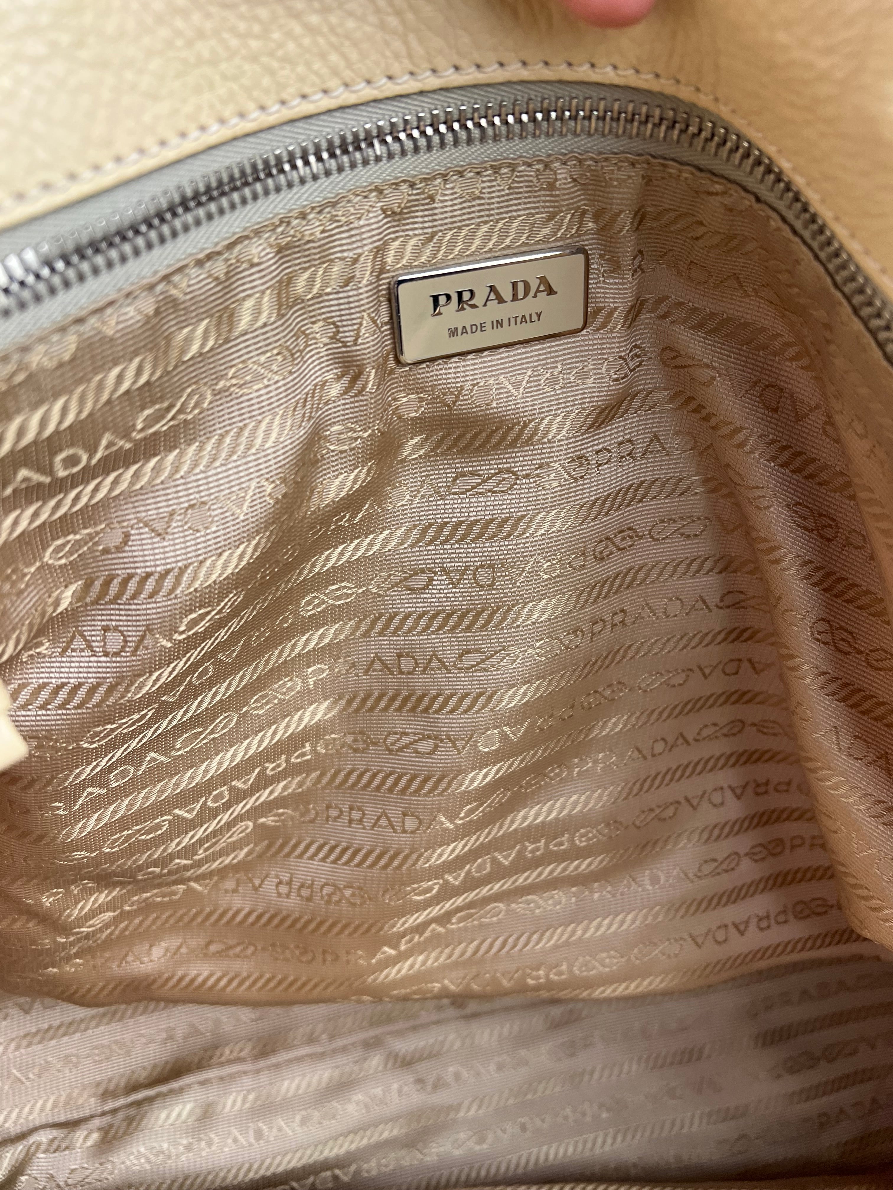 Prada Beige Nylon/Leather Shoulder Bag