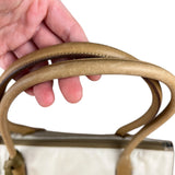 Prada Vintage White/Brown Top Handle Bag