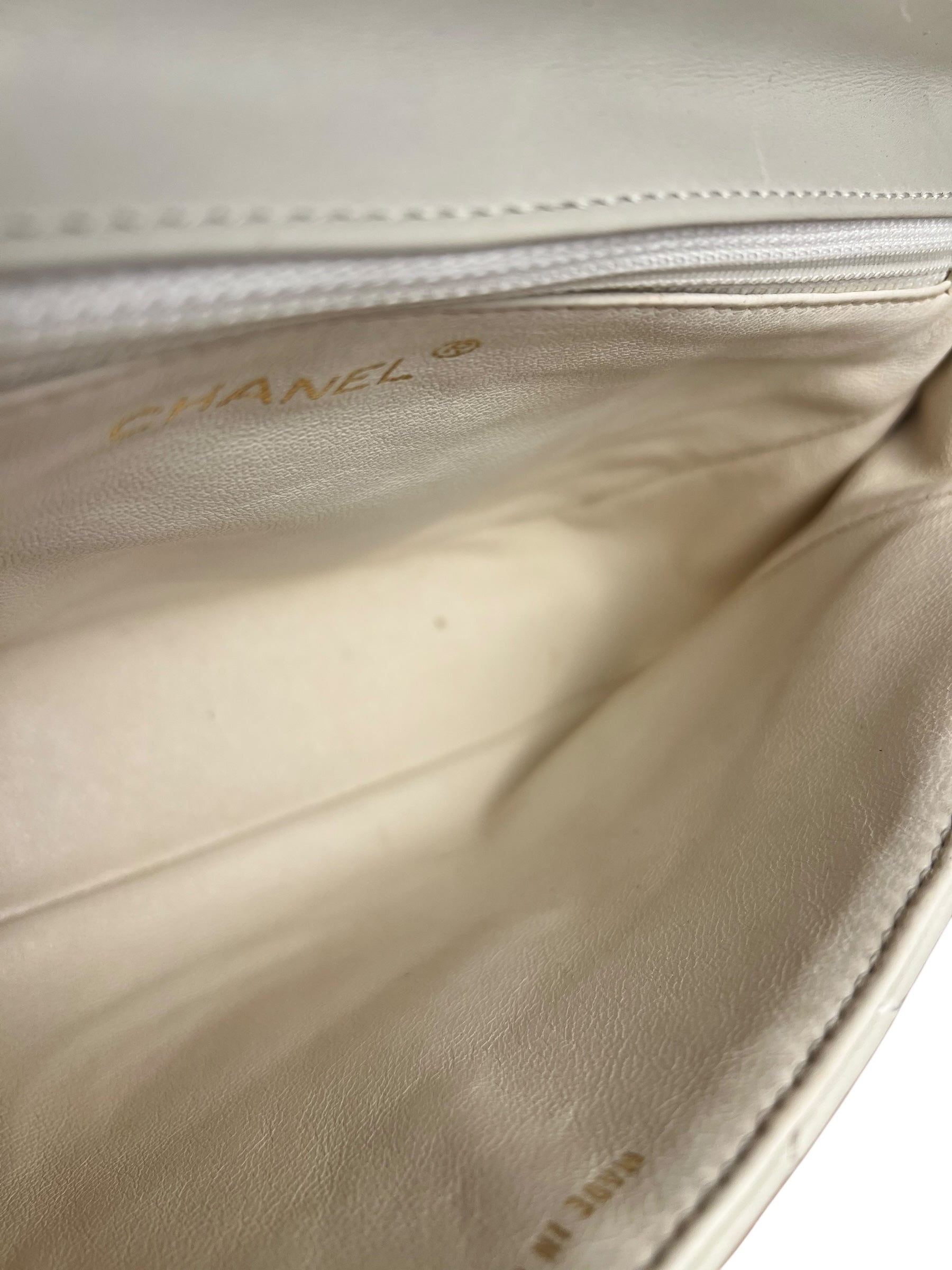 Chanel Classique White Quilted Leather Flap Bag 2001