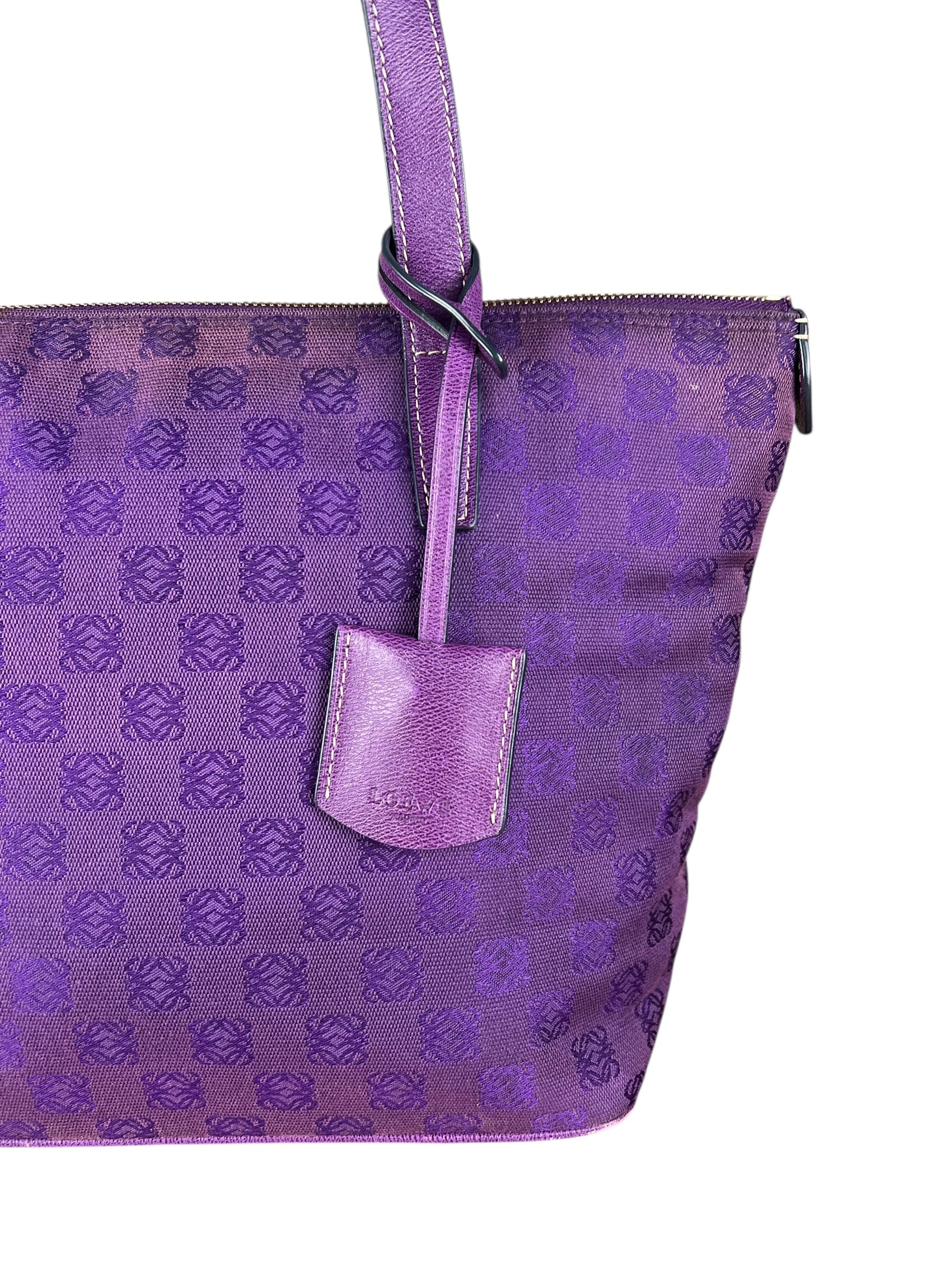 Loewe Vintage Purple Anagram Shoulder Tote