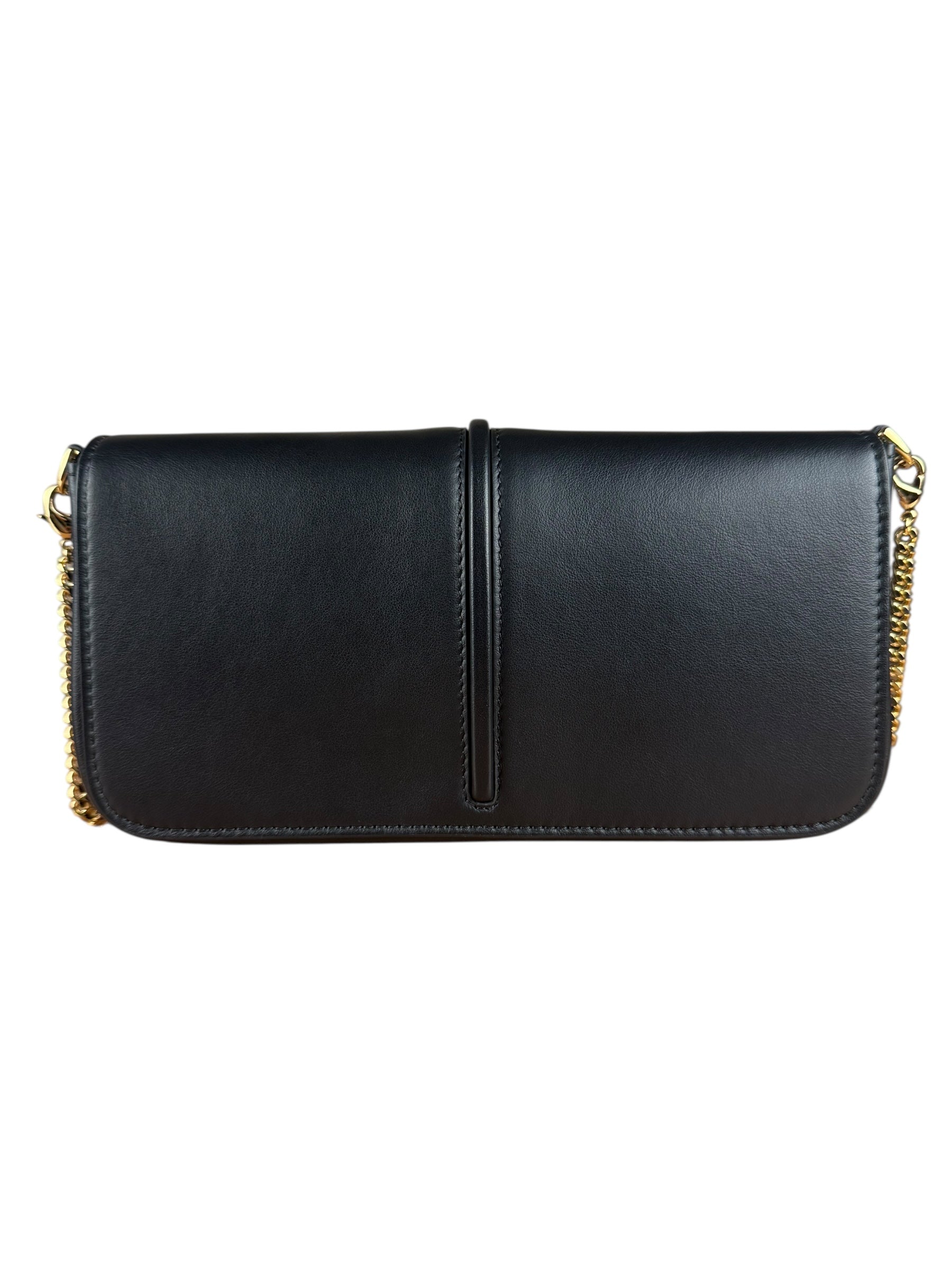 Fendi Fendigraphy Black Leather Wallet on Chain