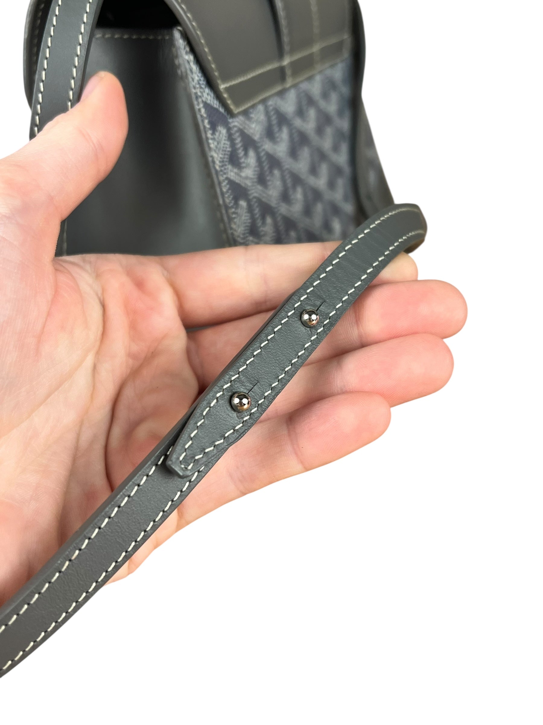 Goyard Mini Grey Goyardine Saigon Top Handle Bag