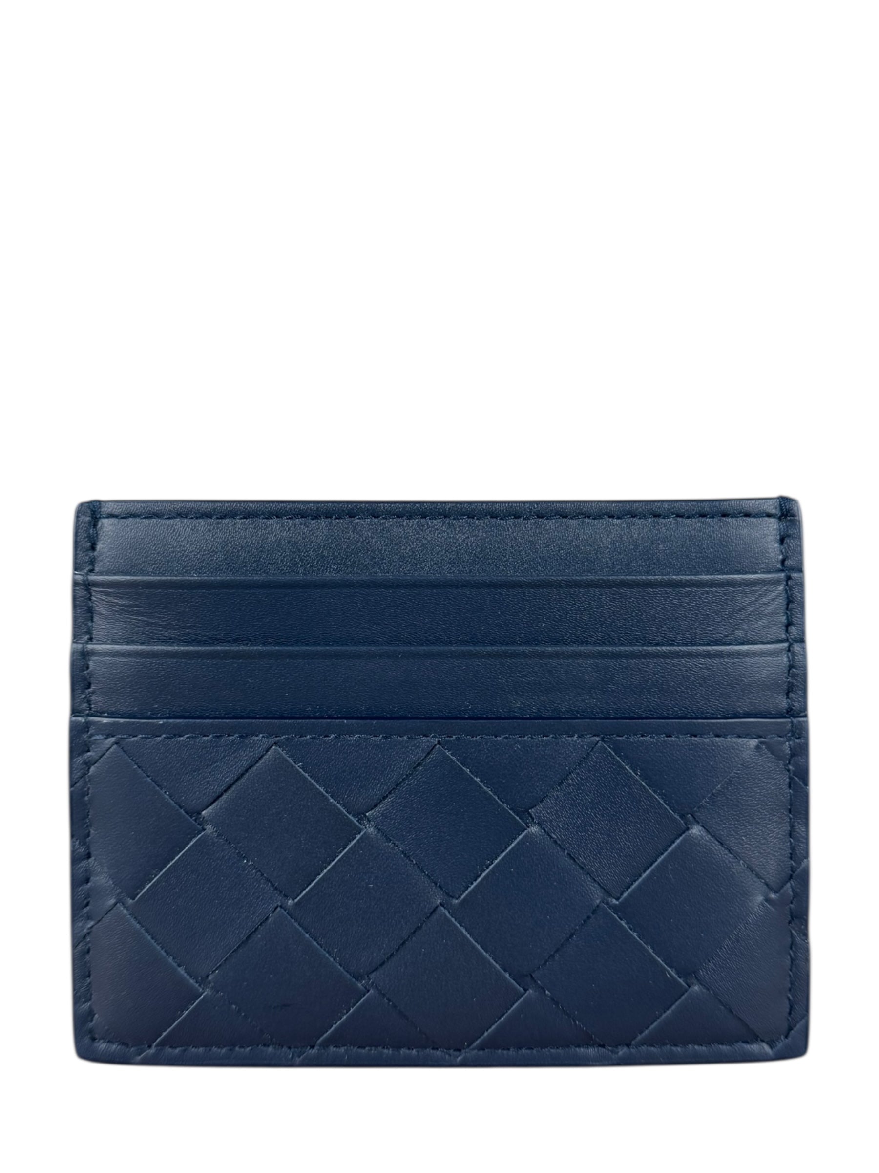 Bottega Veneta Intrecciato Cardholder Navy/Olive