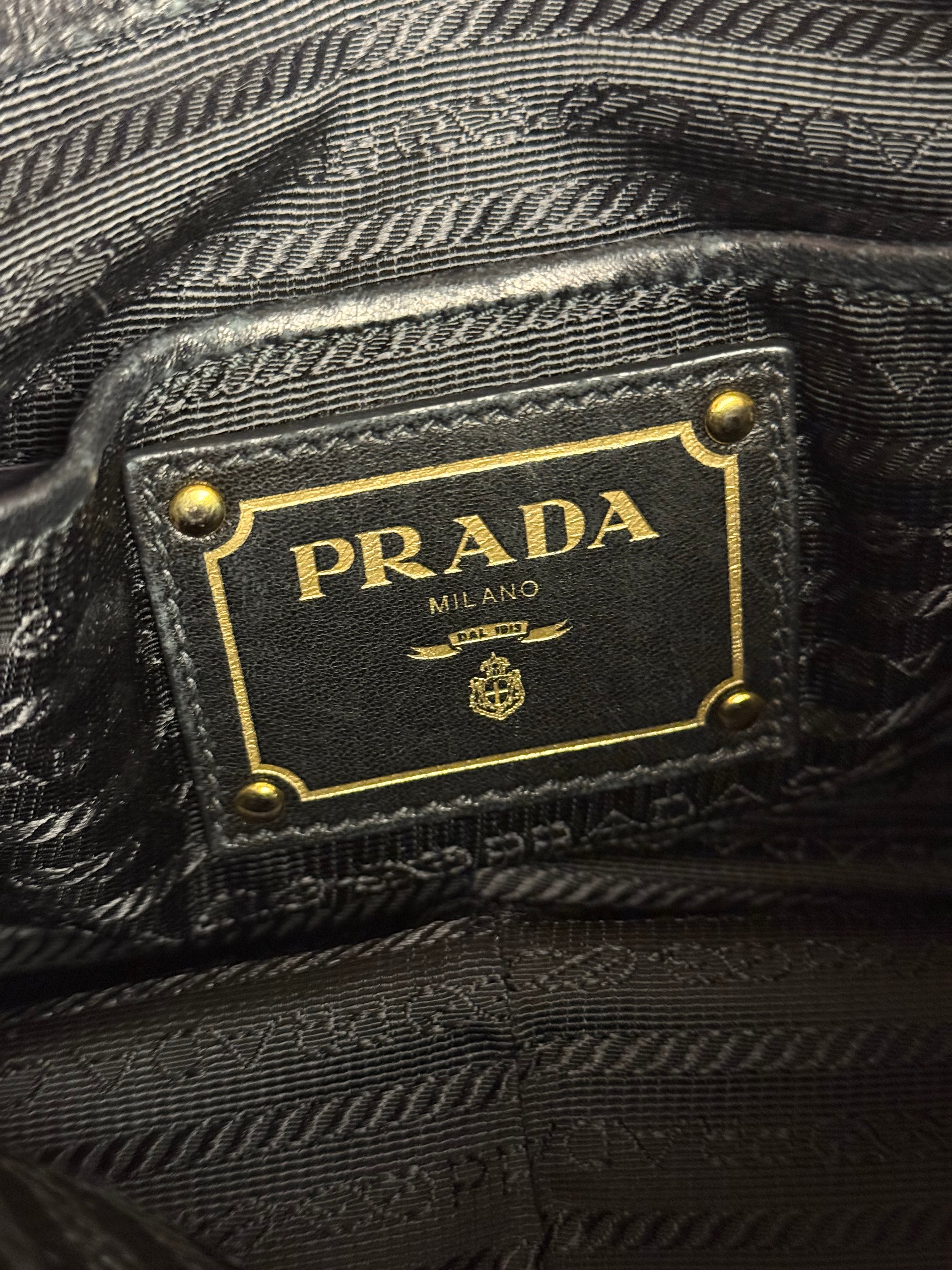 Prada Nappa Leather Ruffle Hobo Shoulder Bag