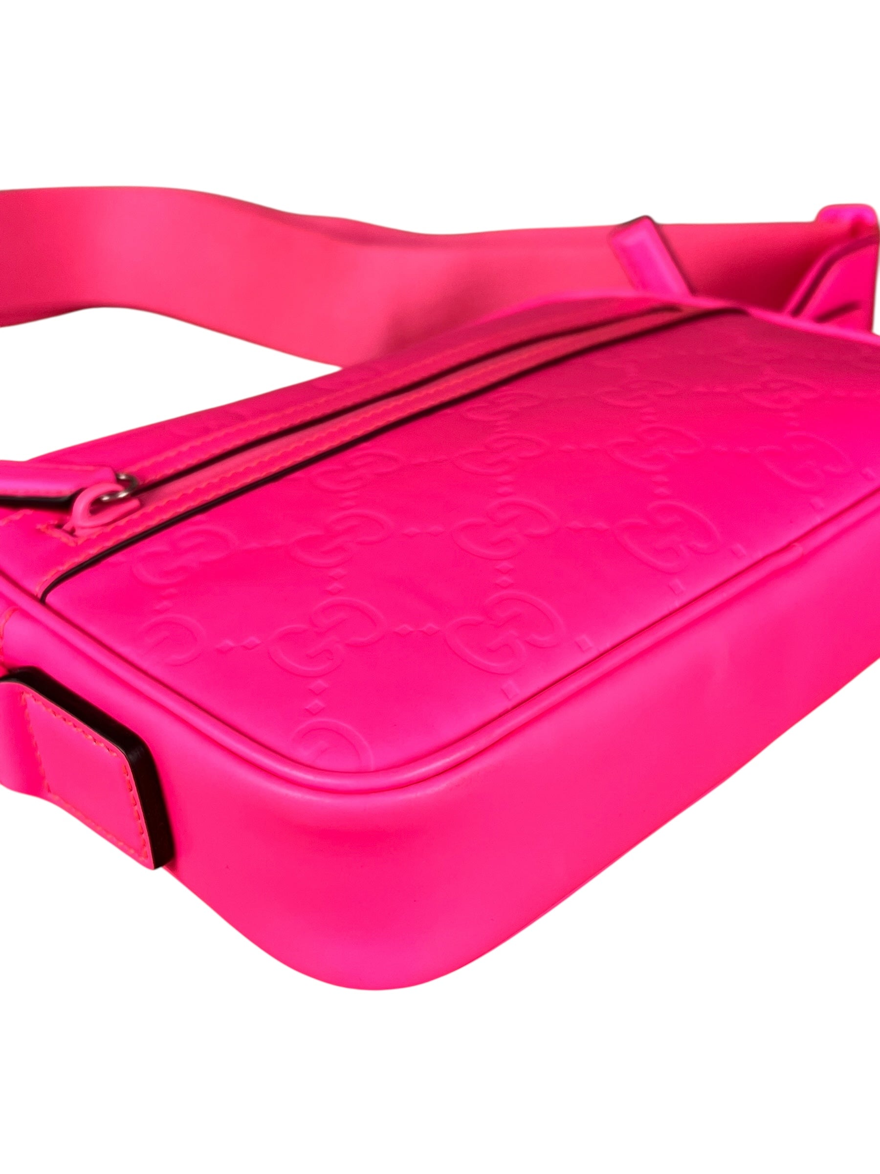 Gucci Hot Pink GG Rubber Effect Crossbody Bag