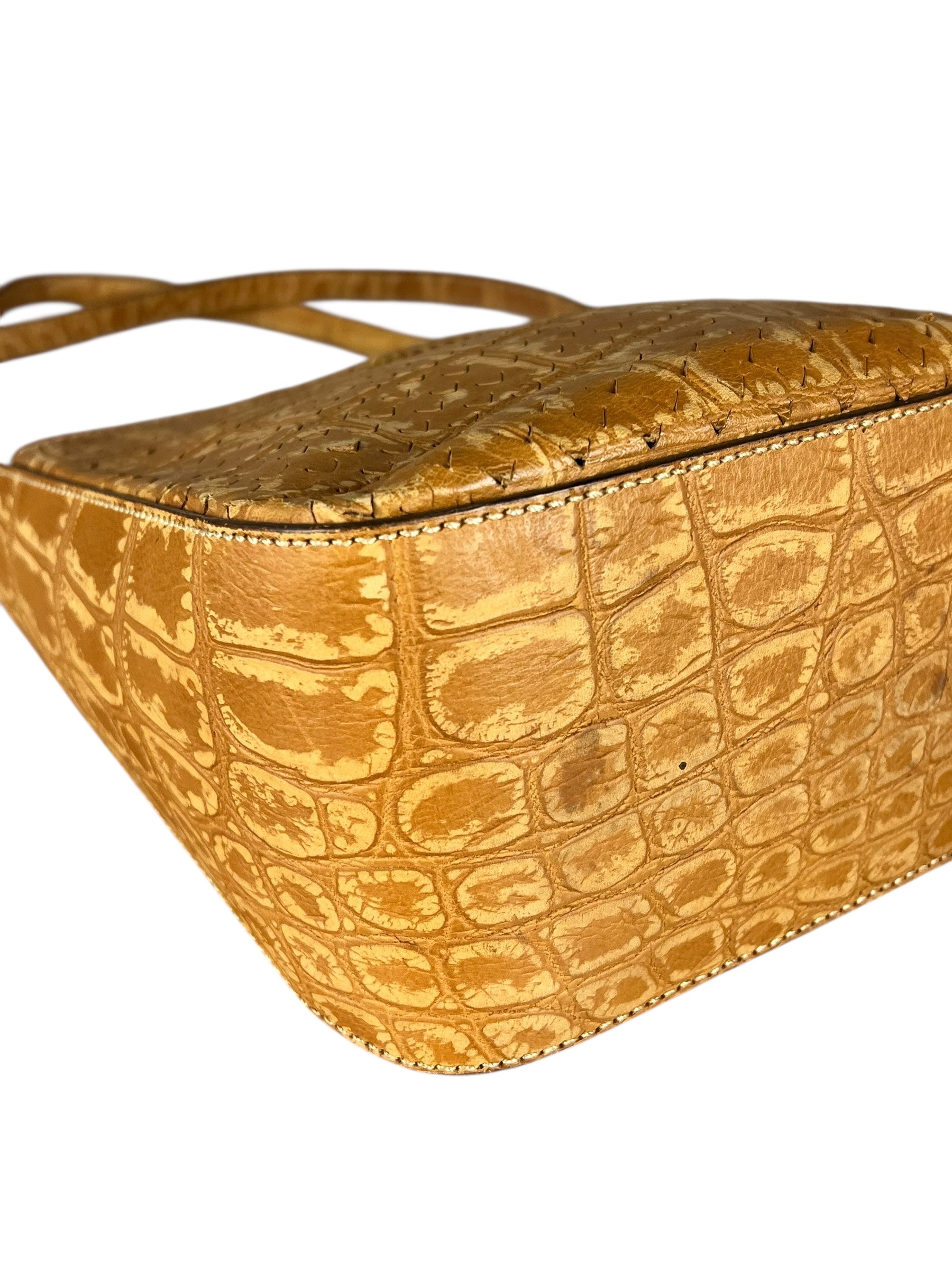 Fendi Vintage Crocodile-Embossed Leather Crossbody Bag
