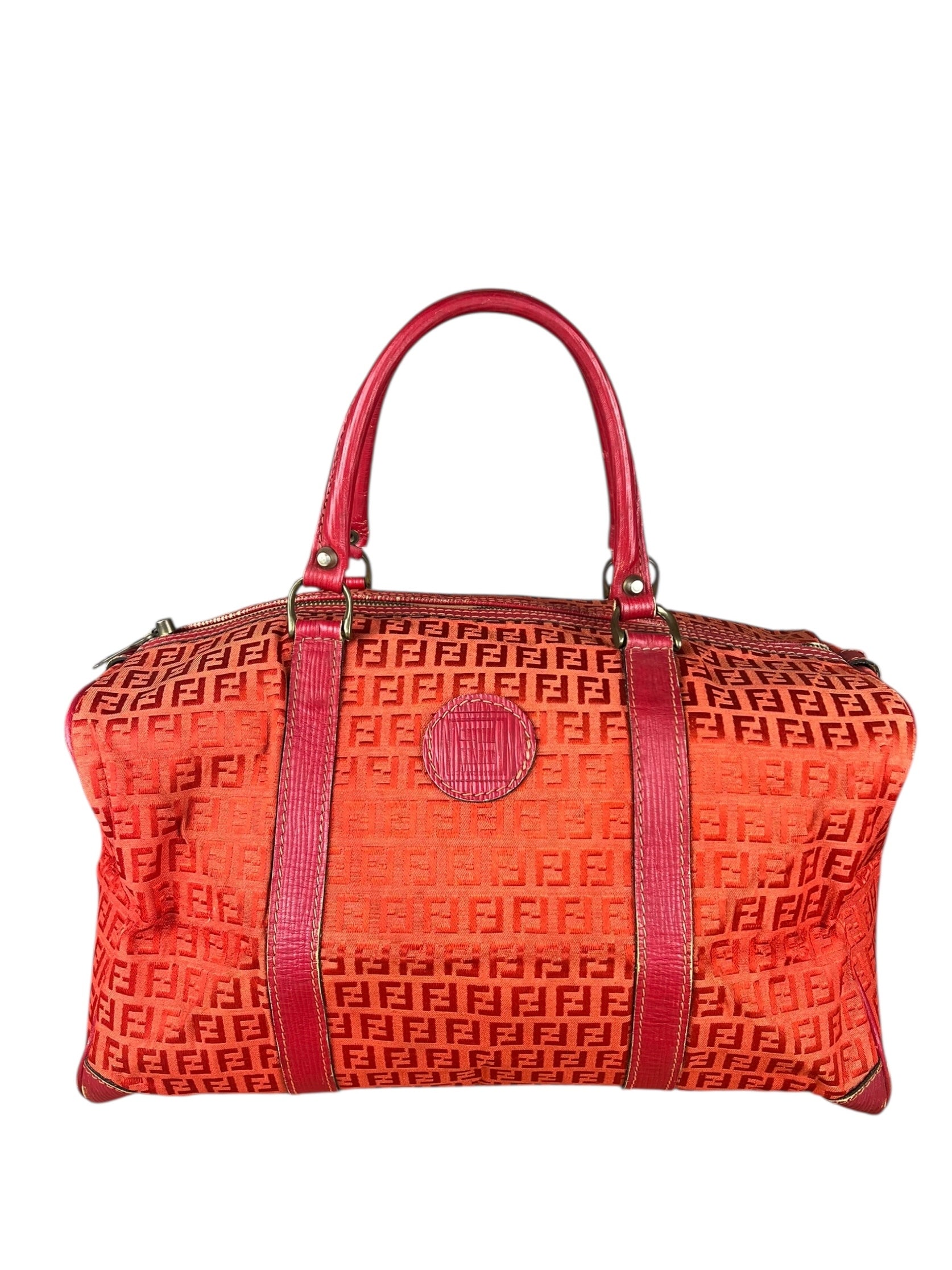 Fendi FF Vintage Boston Bag Red