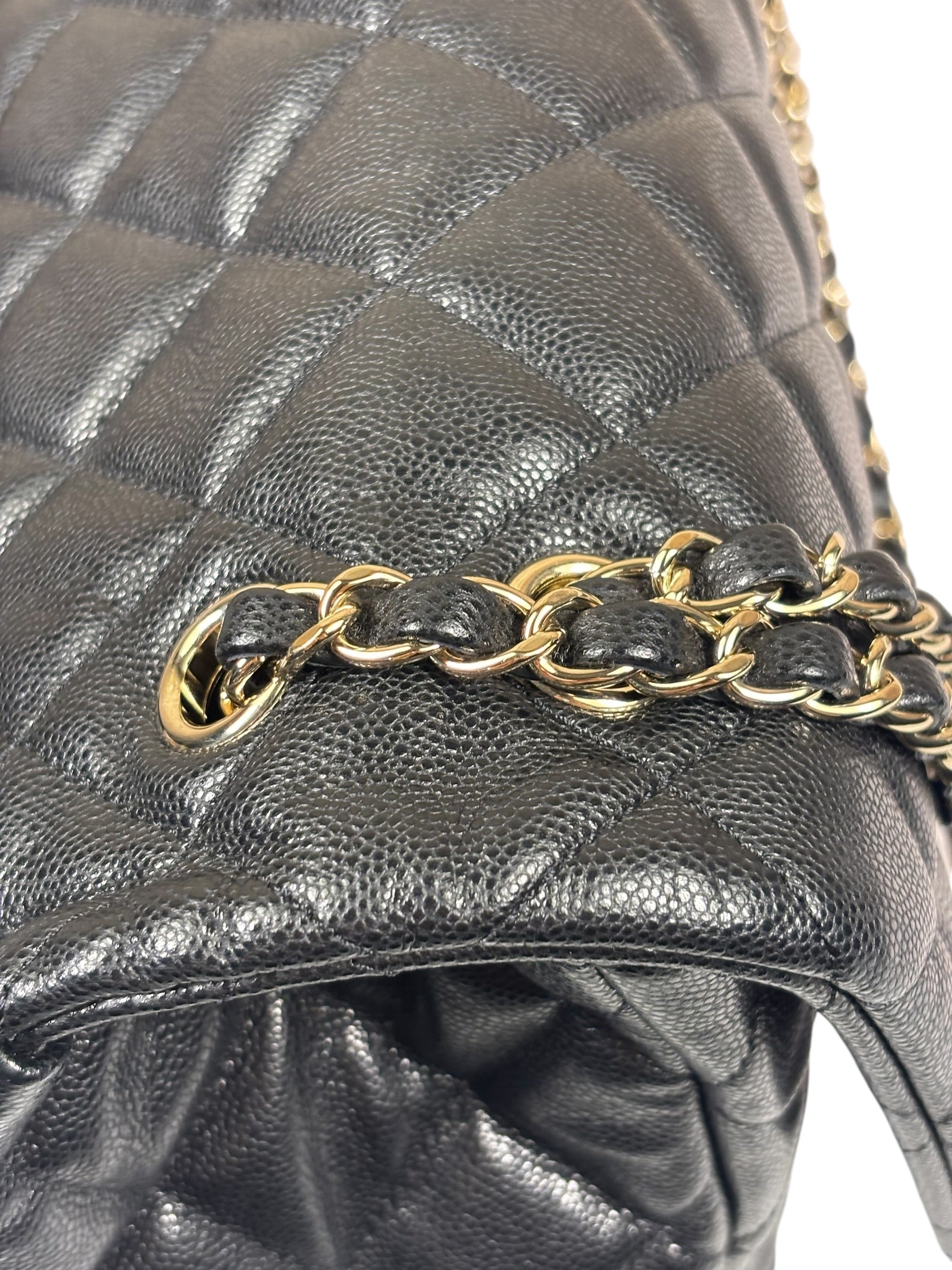 Chanel Black Quilted Caviar Jumbo Flap Bag 2021