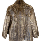 Vintage Dark Brown Chevron Fur Coat