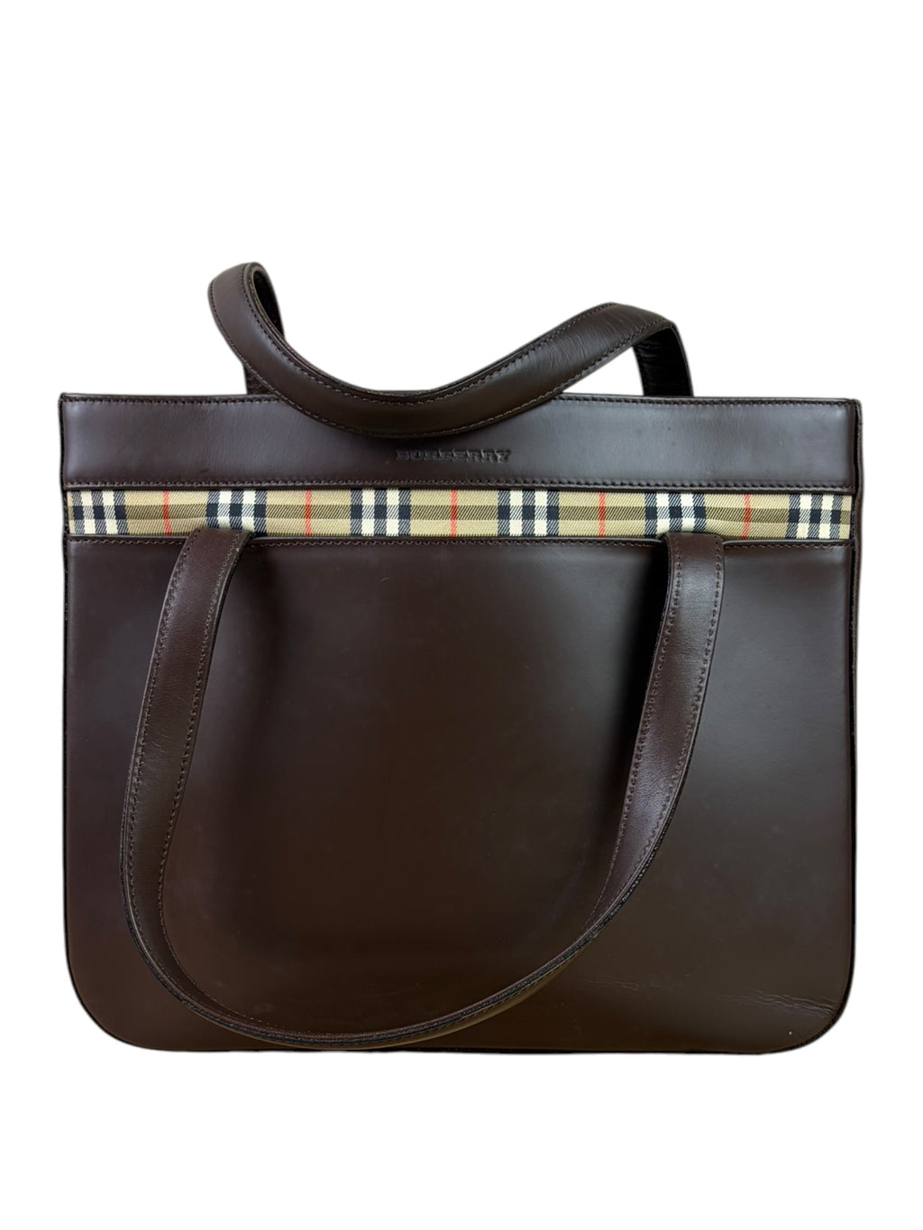 Burberry Brown Leather House Check Tote
