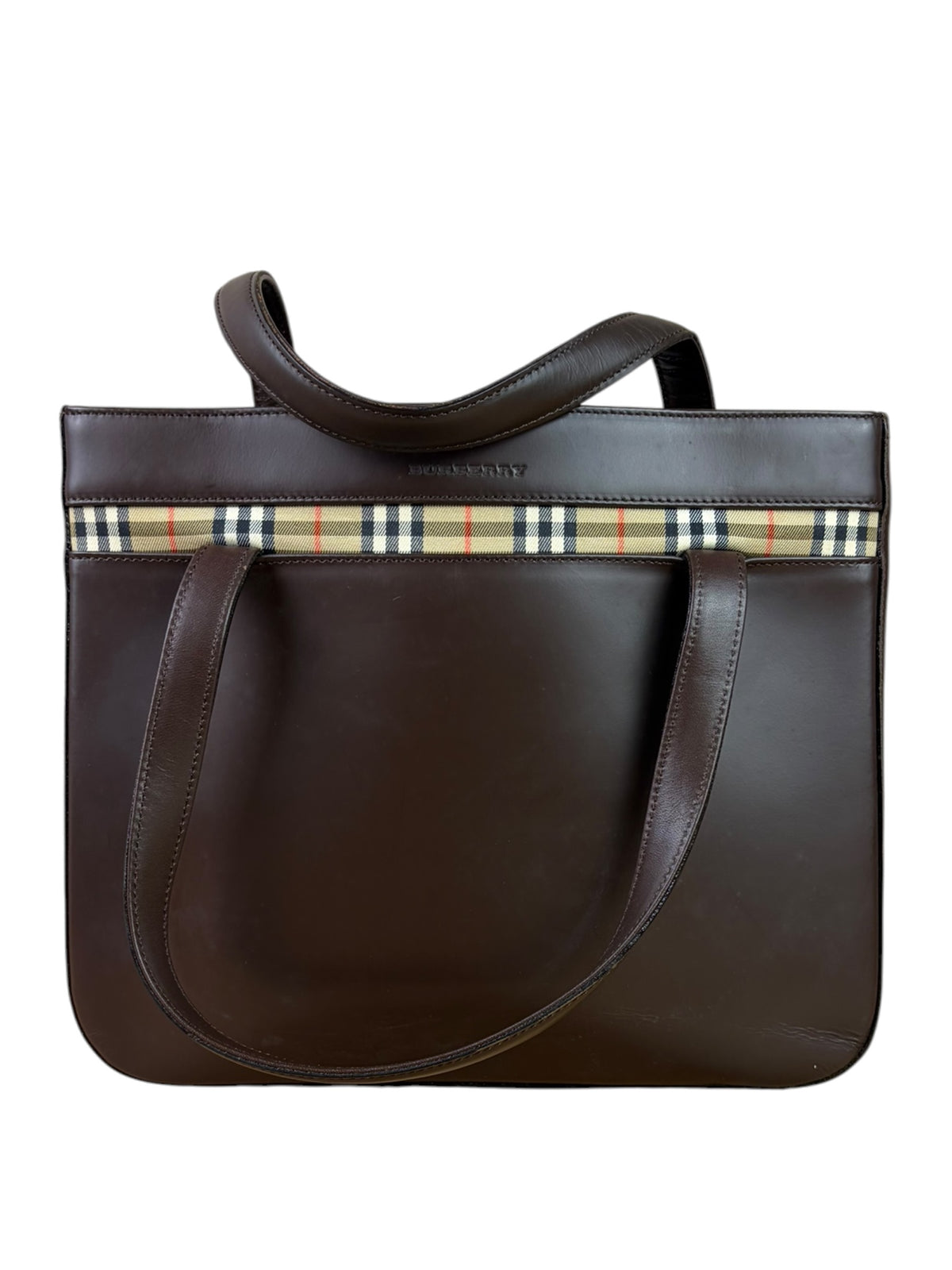 Burberry Brown Leather House Check Tote