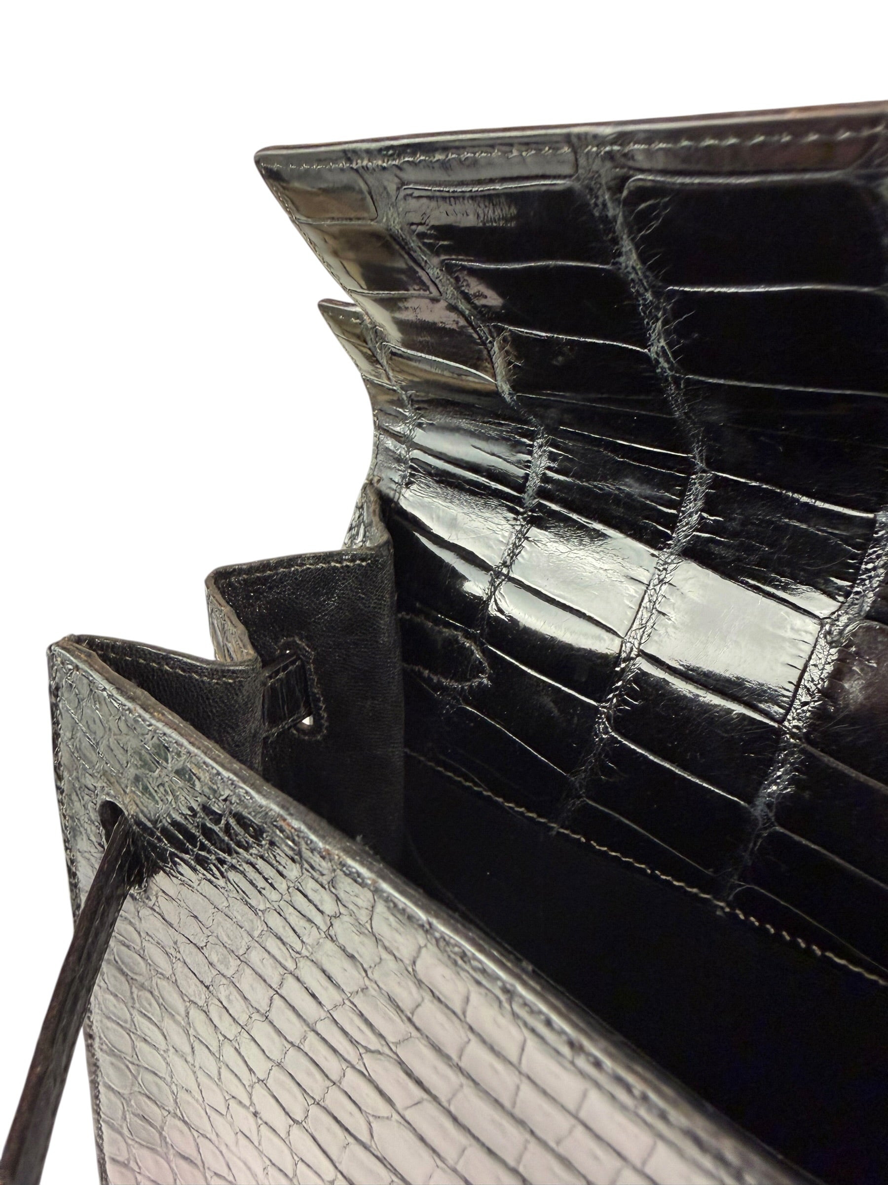 Hermes 1985 Black Crocodile Kelly 35
