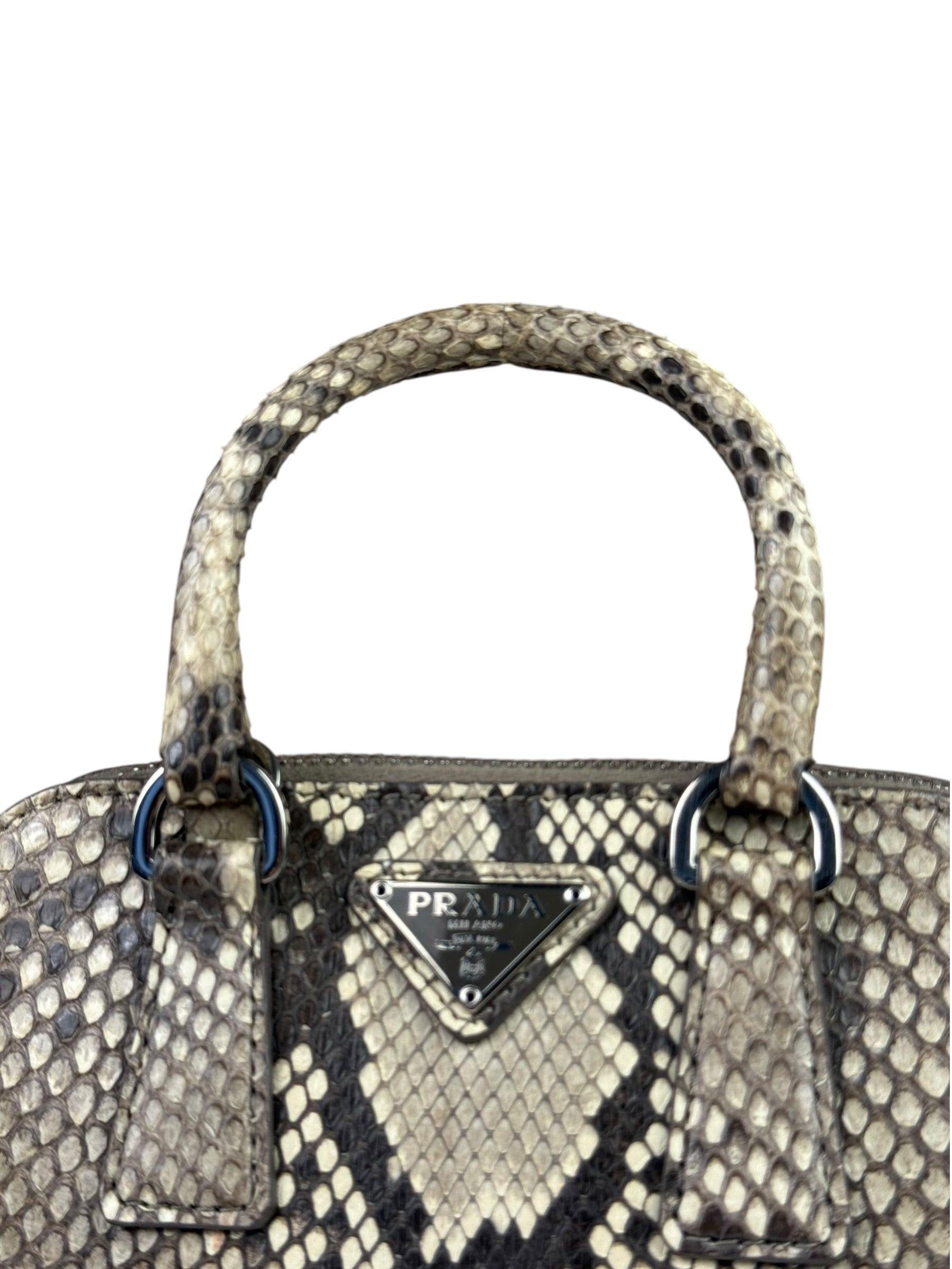Prada Beige Python Mini Dome Two-Way Bag