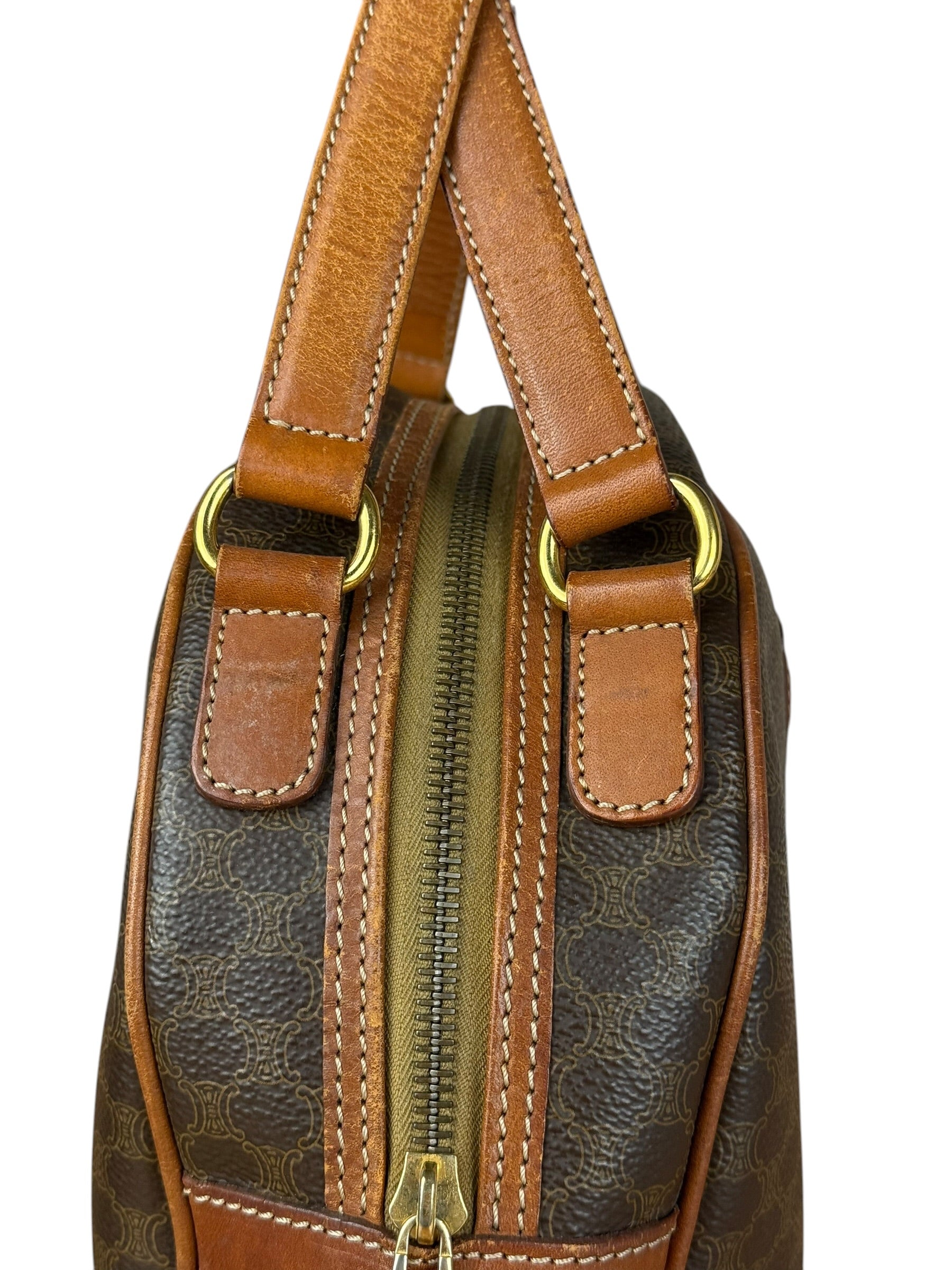 Celine Vintage Leather Macadam Dome Hand Bag