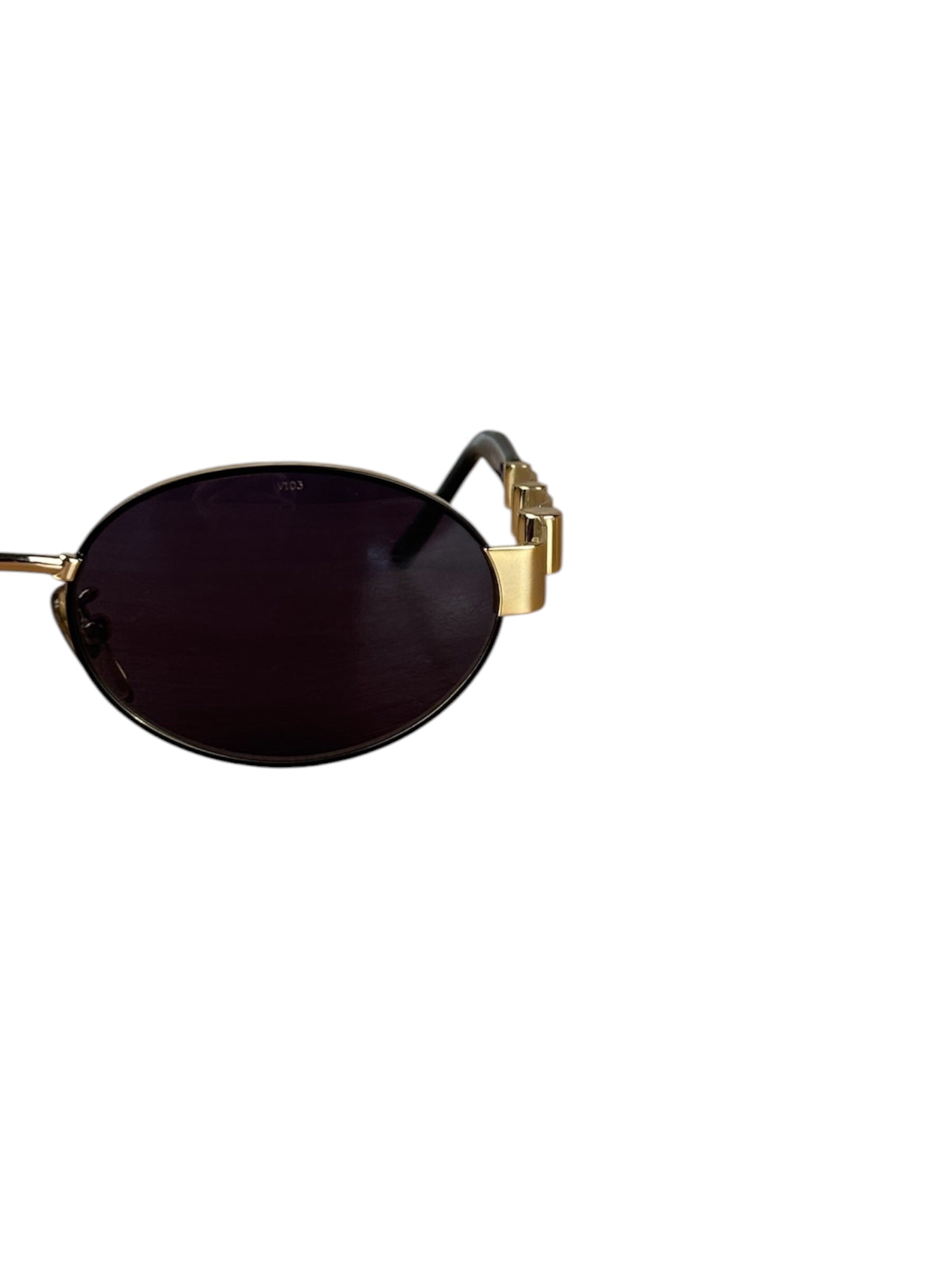 Fendi Gold/Black Oval Sunglasses