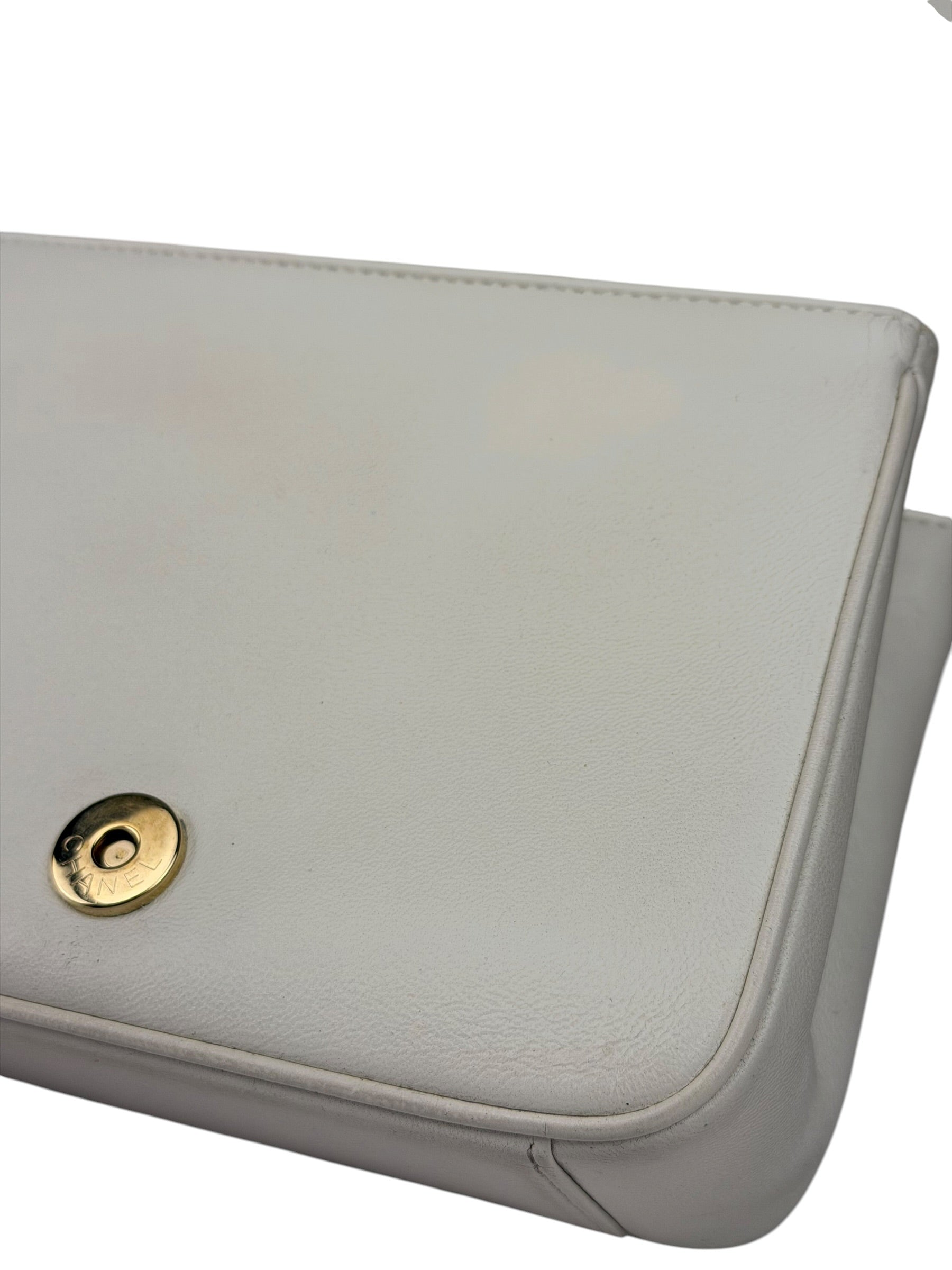 Chanel White Leather CC Mania Flap Bag 2019
