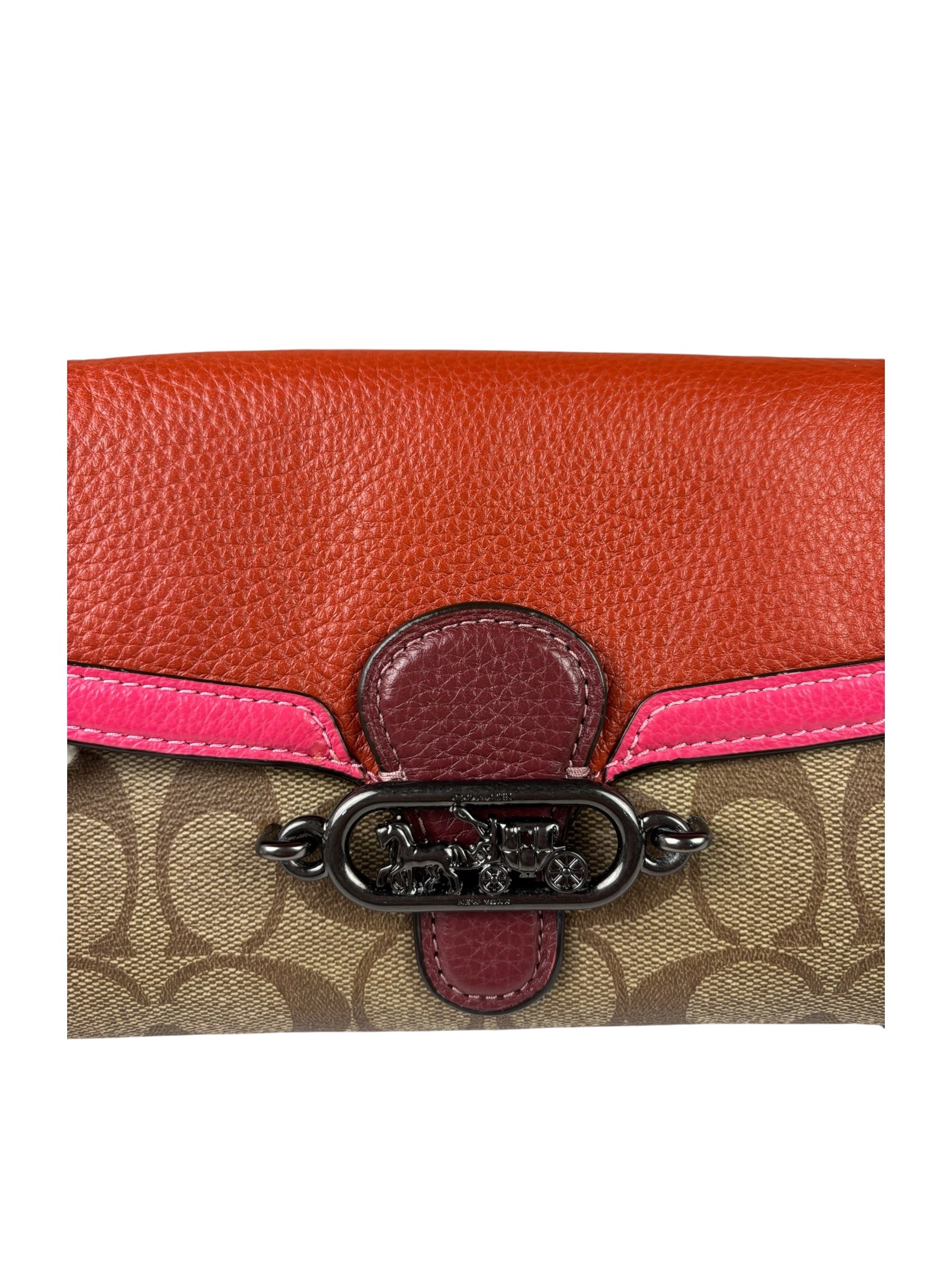 Coach Colorblock Leather Jade Wallet On Chain