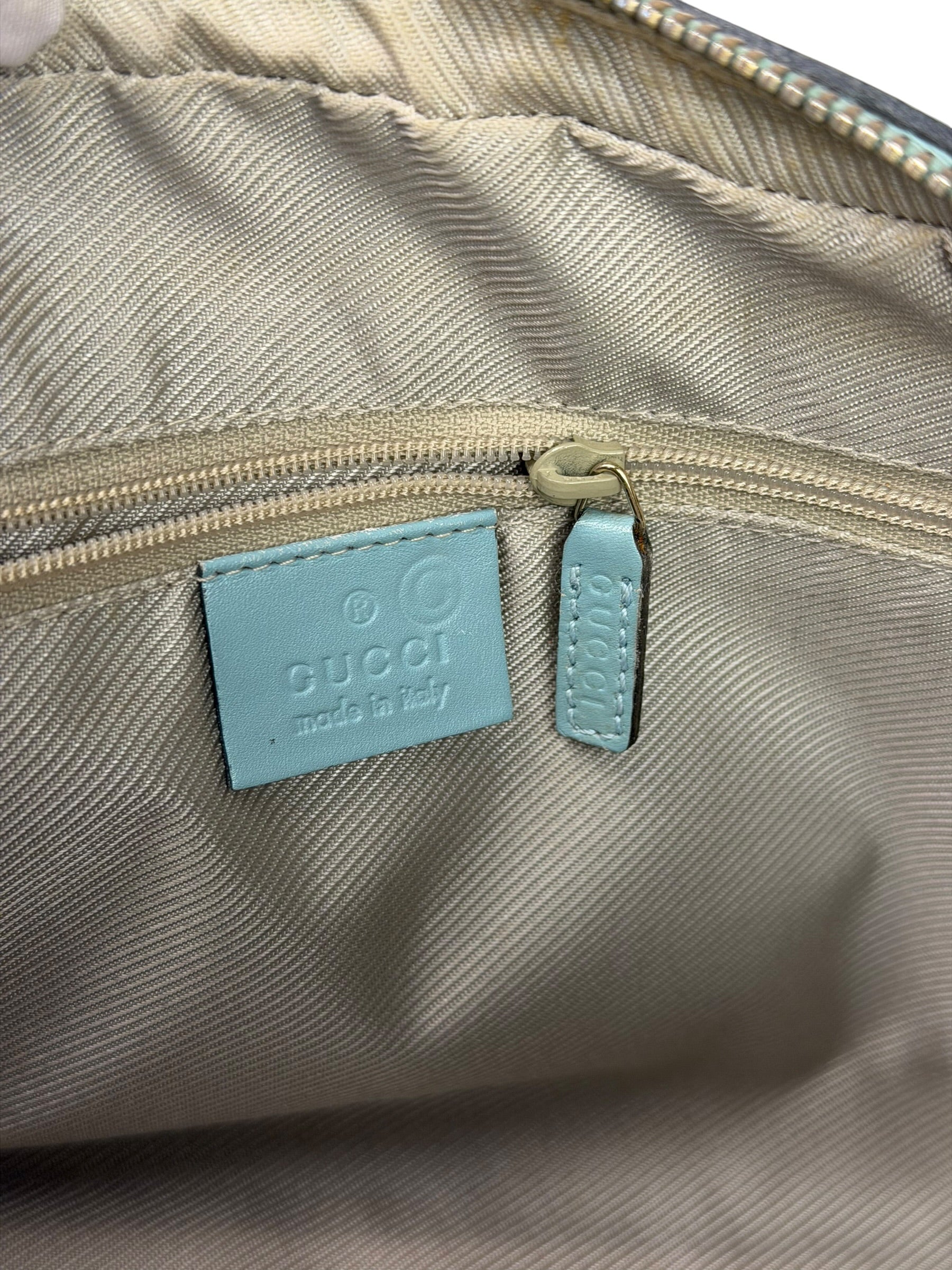 Gucci Blue Leather Micro GG Bowler Bag