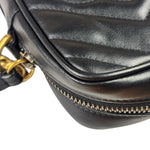 Gucci Black Leather Vertical Marmont Phone Crossbody Bag