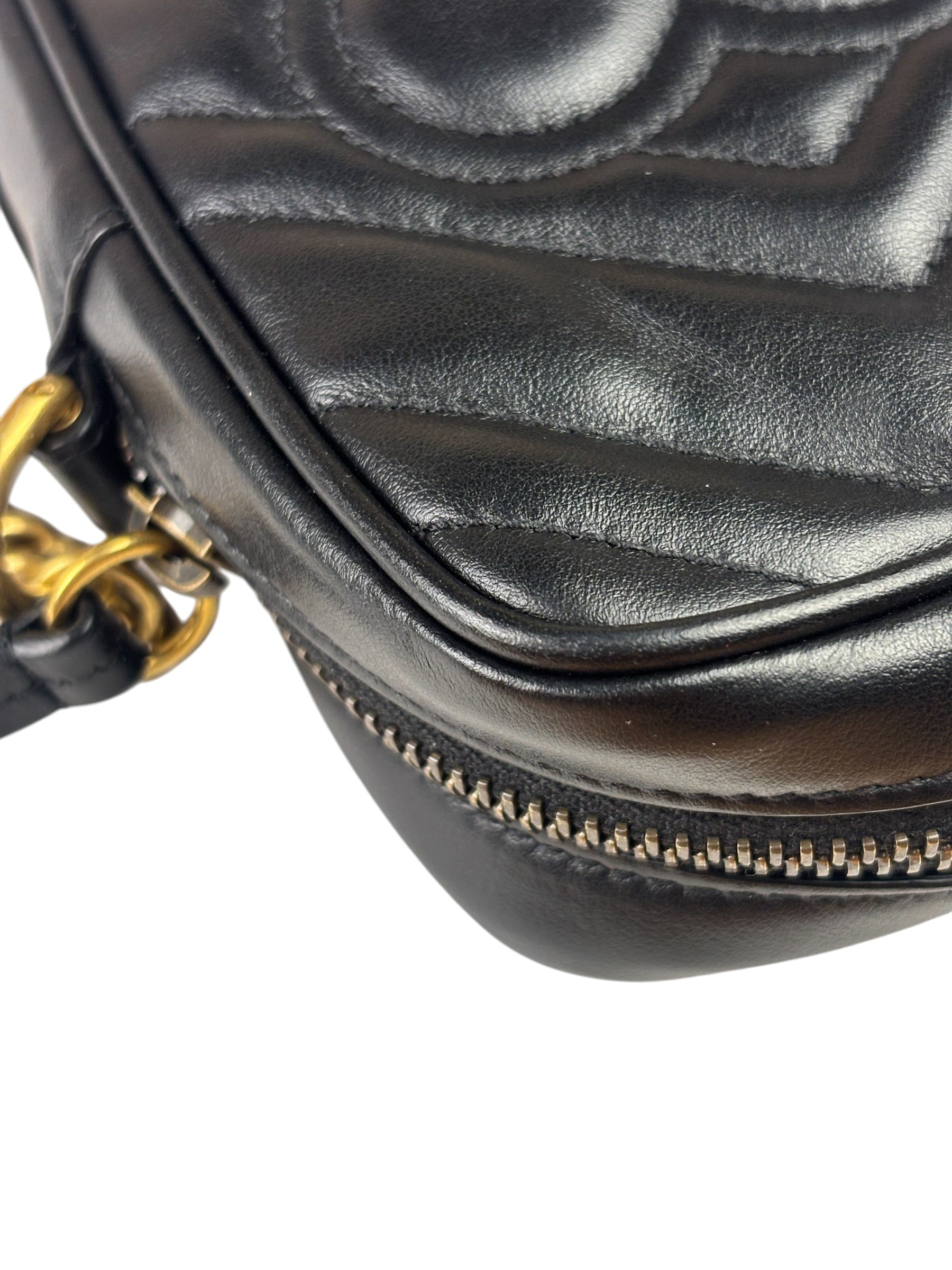 Gucci Black Leather Vertical Marmont Phone Crossbody Bag