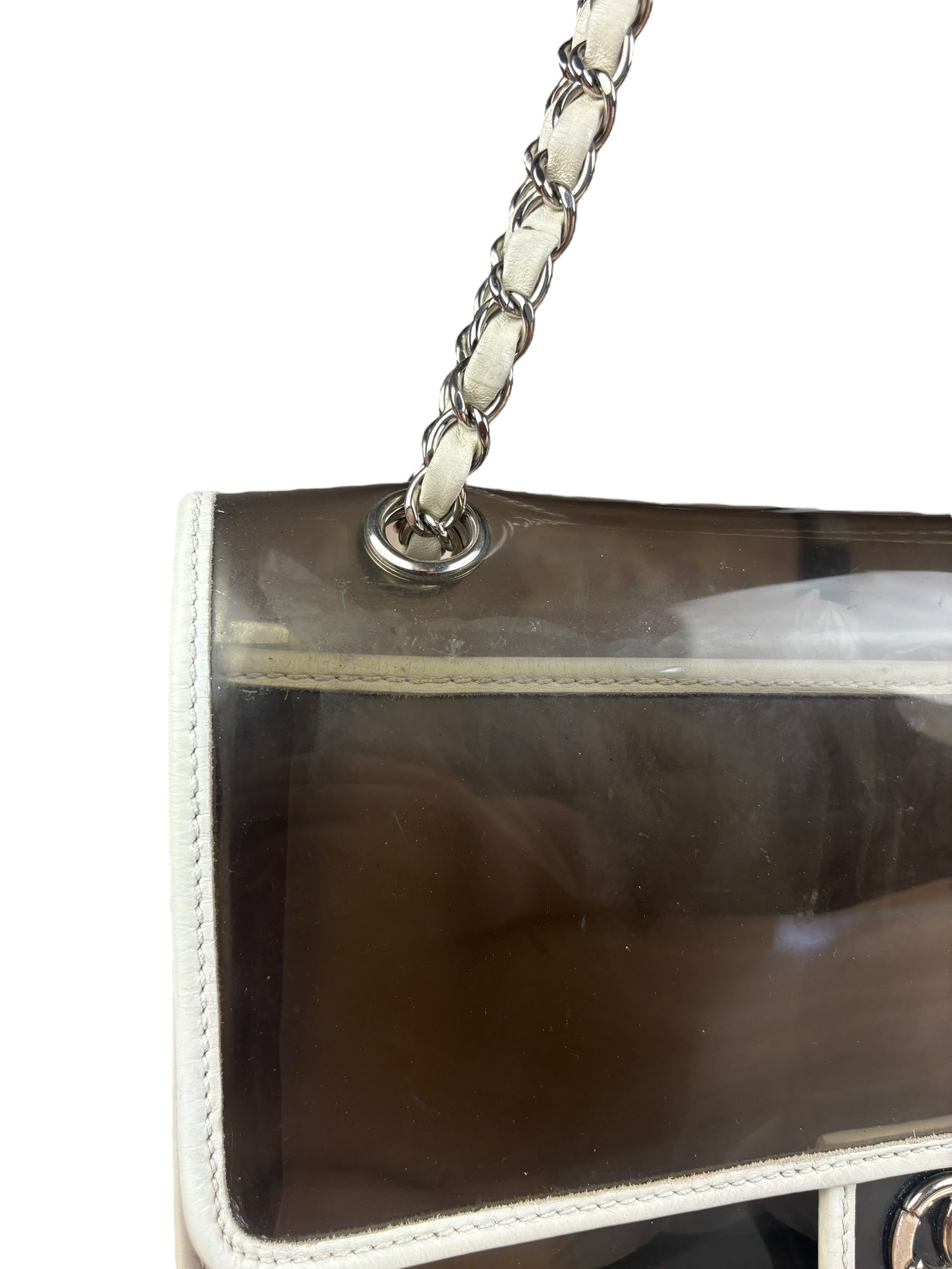 Chanel Vintage PVC Transparent Heart Lock Flap Bag 2008