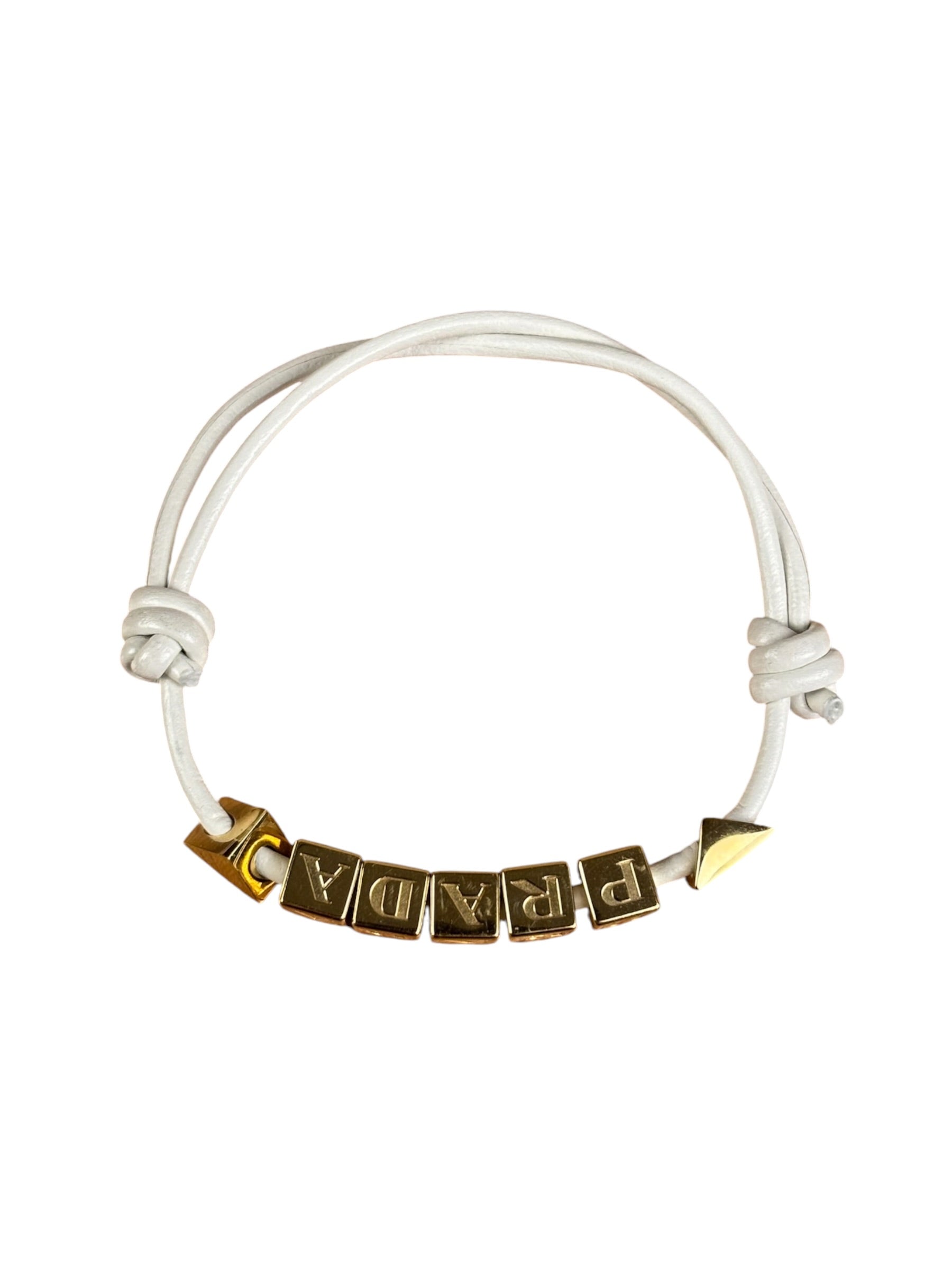 Prada Nappa Leather Logo Embellished Bracelet