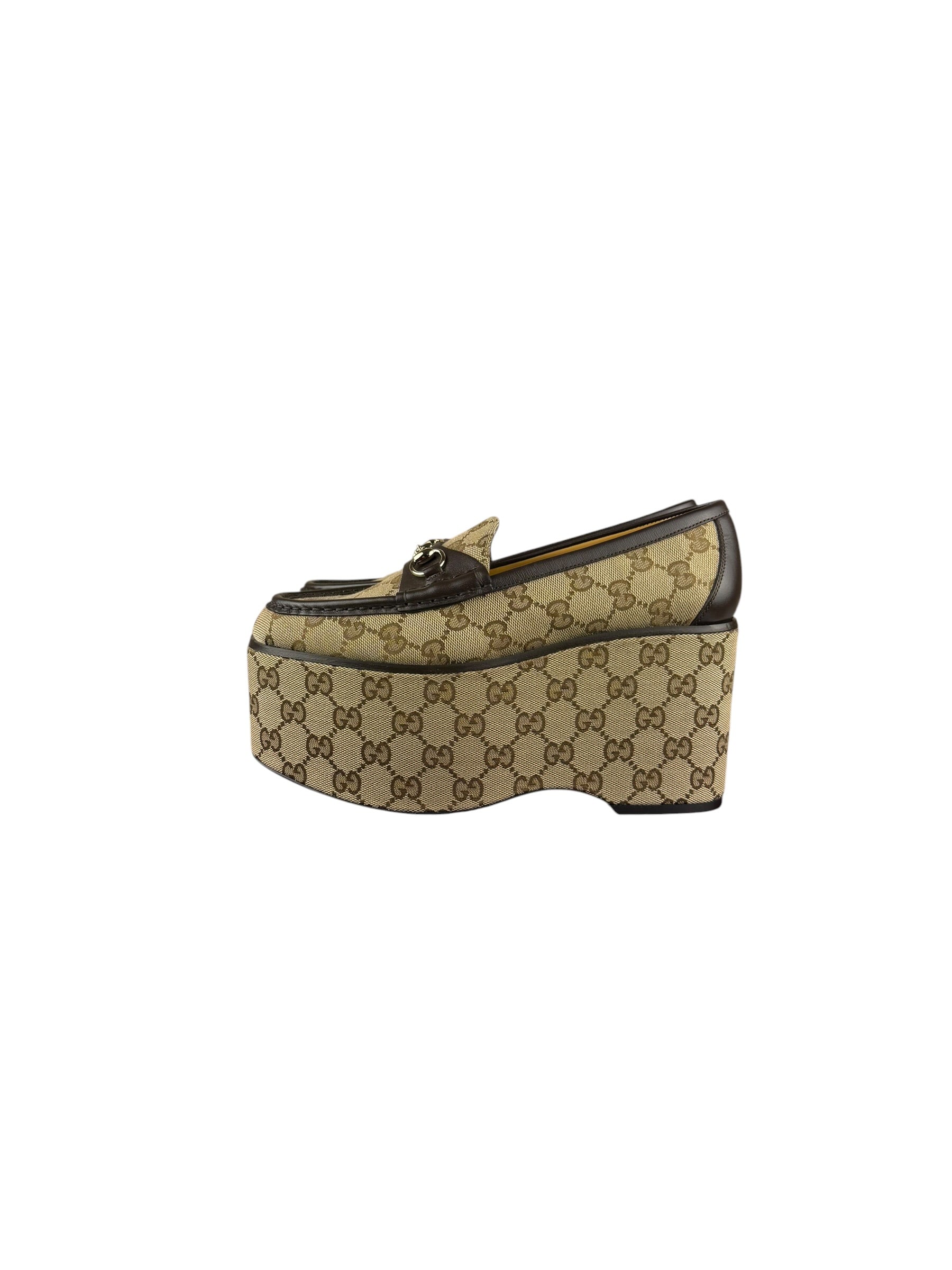 Gucci Horsebit GG Canvas Platform Loafers