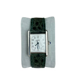 Cartier Must de Tank Green Croc Strap White Dial
