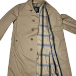 Burberry Vintage Khaki Plaid Lined Mid-Length Coat