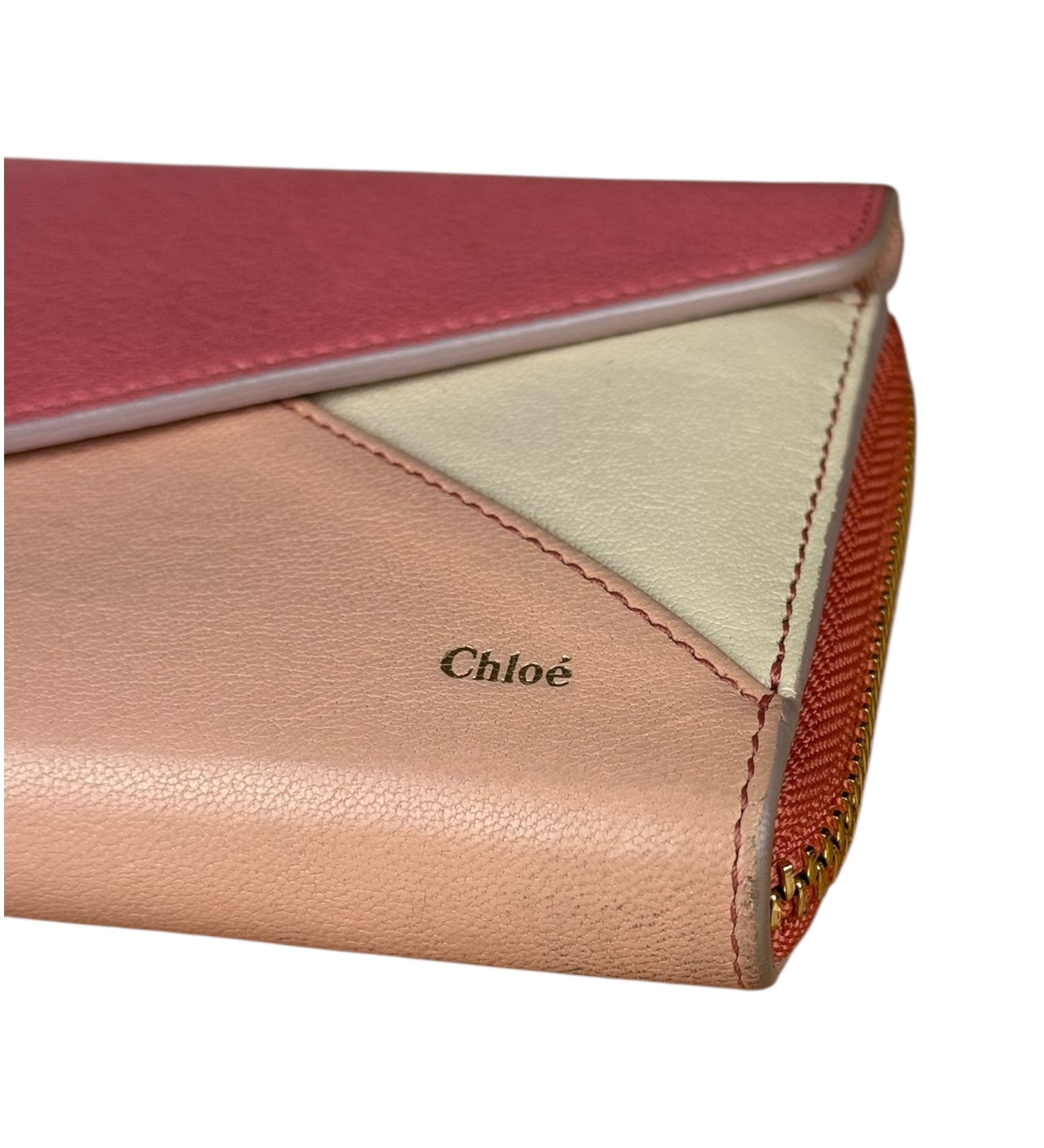 Chloe Pink Leather Envelope Long Wallet