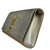 Saint Laurent Textured Metallic YSL Kate Clutch Bag