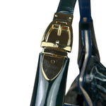 Gucci Vintage Blue/Green Patent Leather Horsebit Glam Hobo Bag