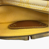 Celine Yellow/Brown Leather Trim Macadam Belt Bag