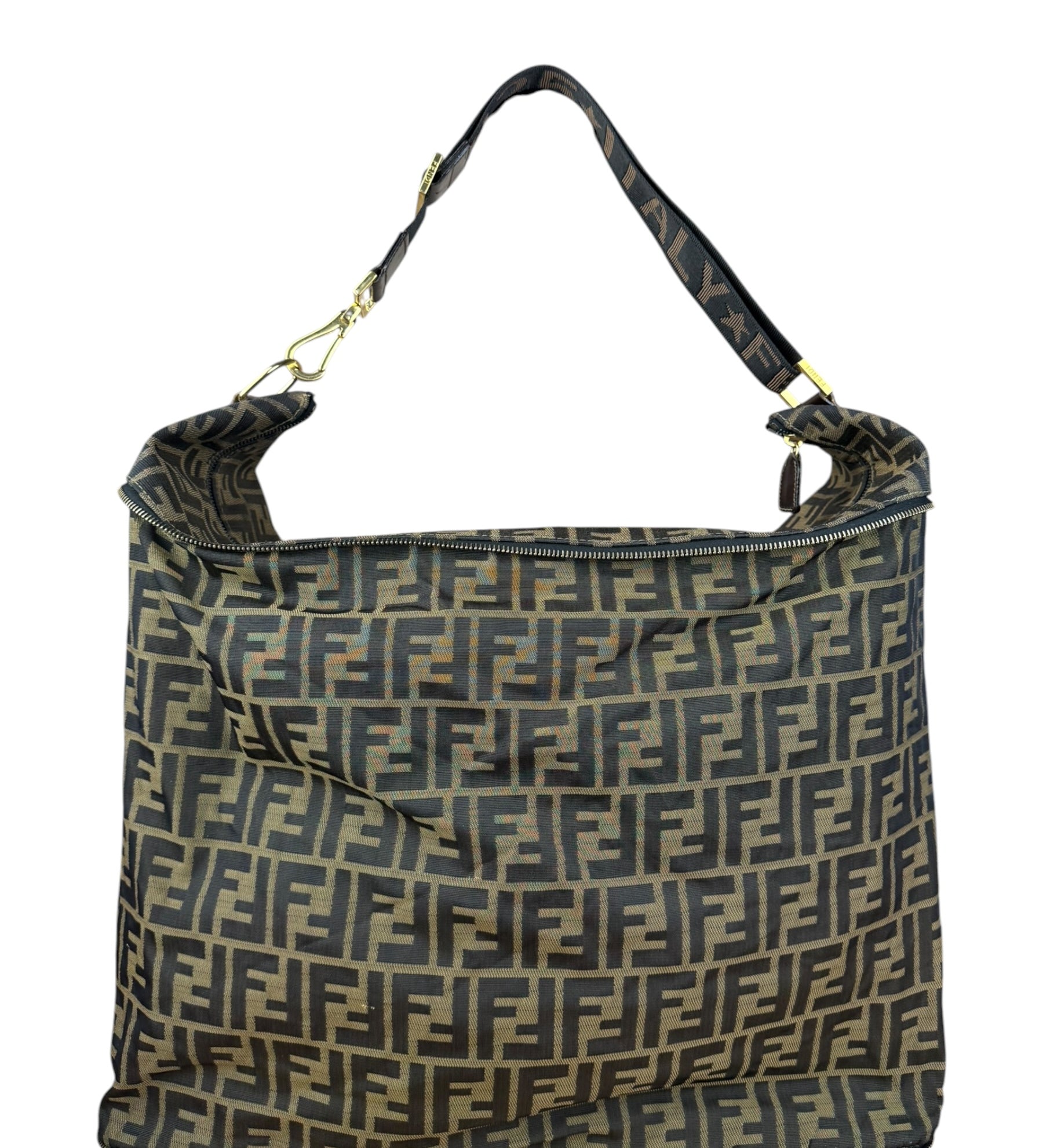Fendi Vintage Zucca Canvas Collapsible Shoulder Bag