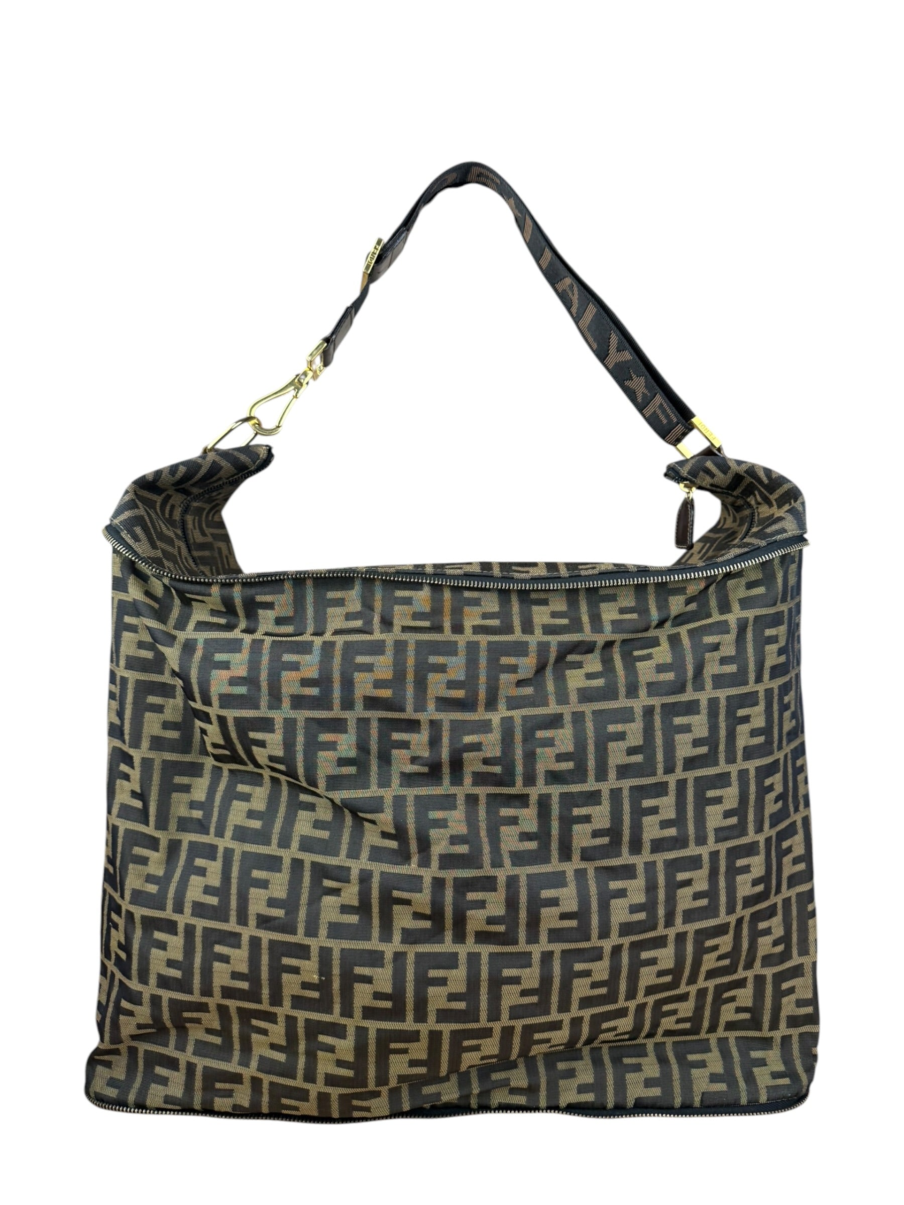 Fendi Vintage Zucca Canvas Collapsible Shoulder Bag