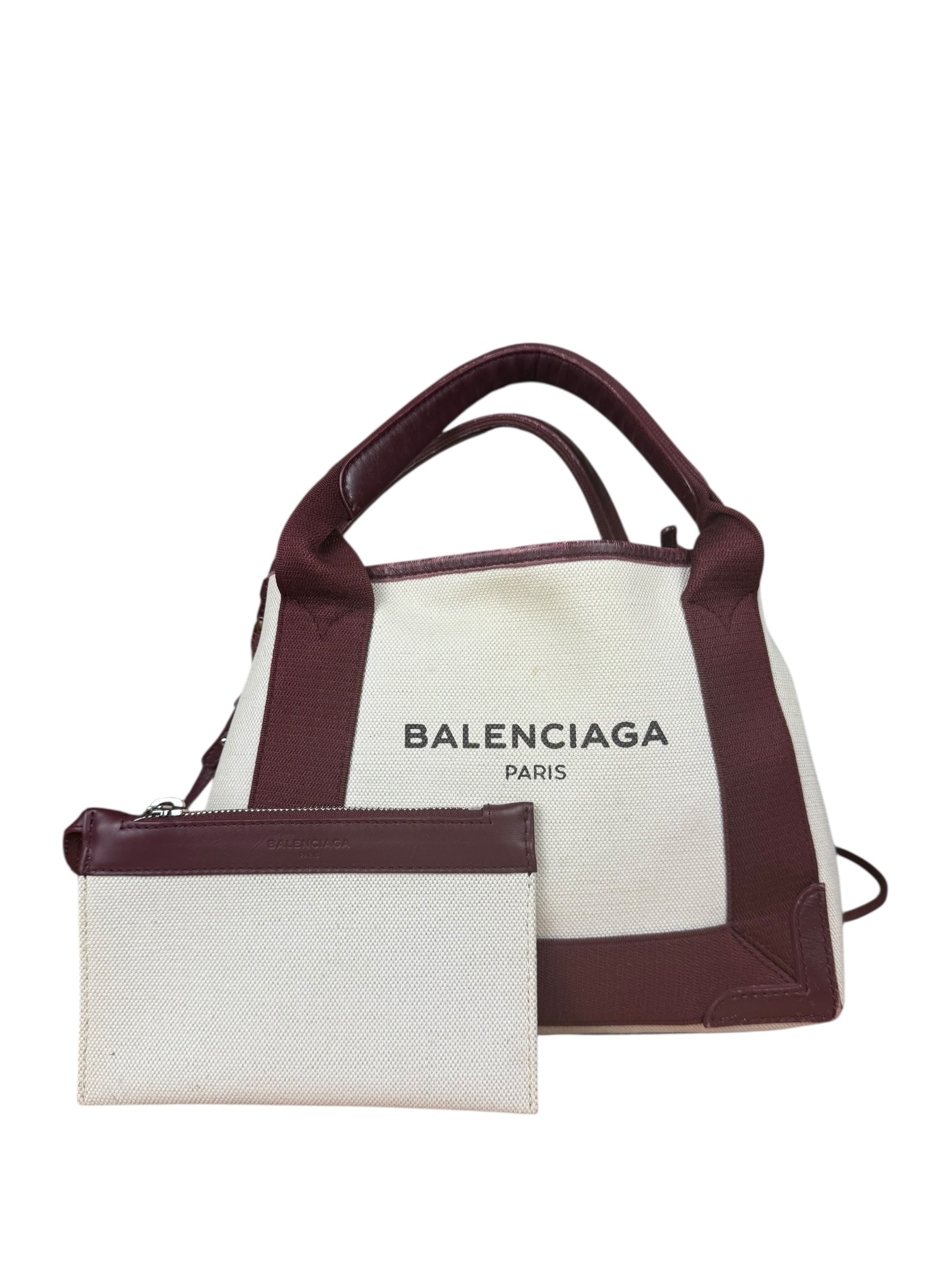 Balenciaga Canvas Maroon Cabas XS Tote Bag